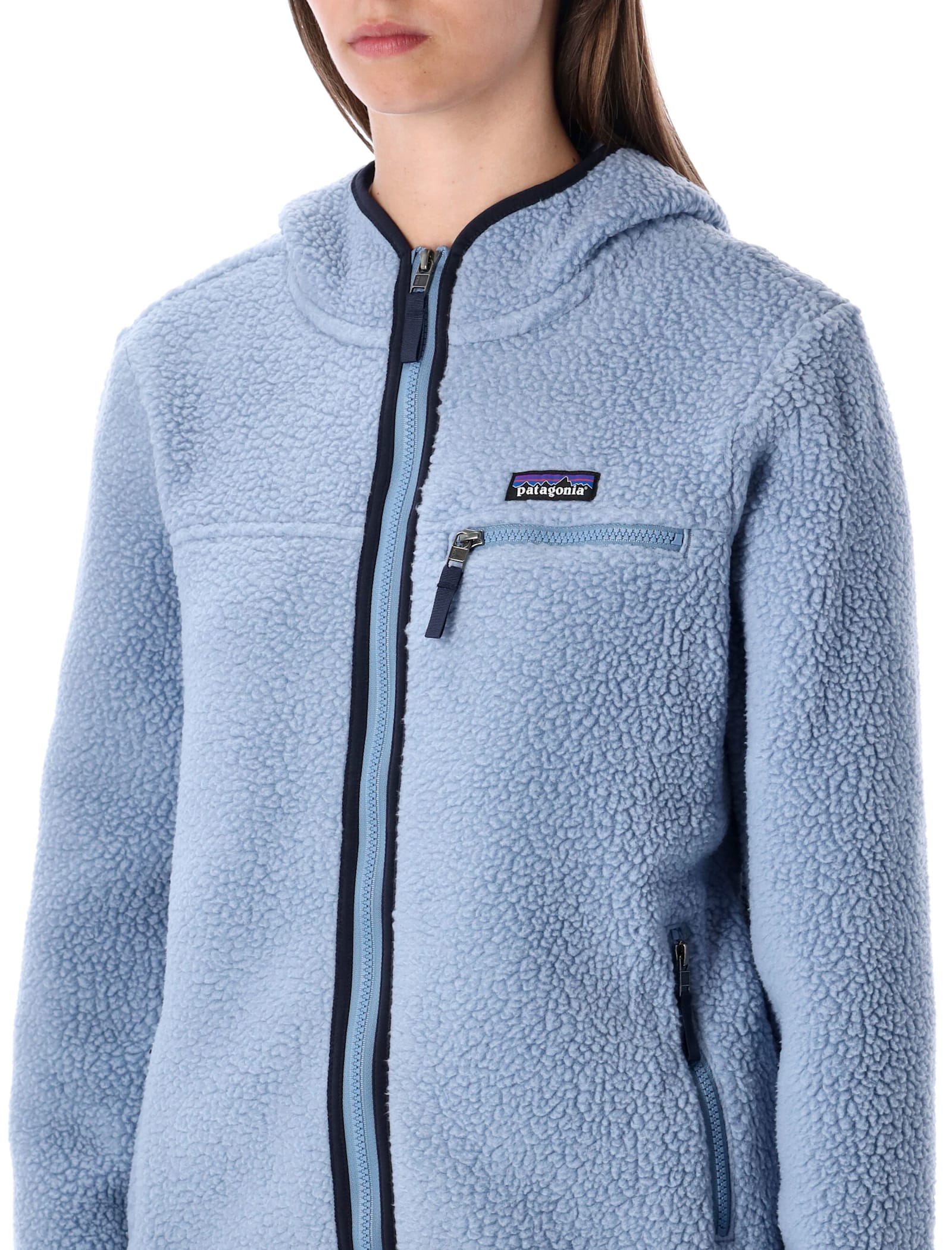 Patagonia Retro Pile 100% Recycled Fleece Hoody In Blue