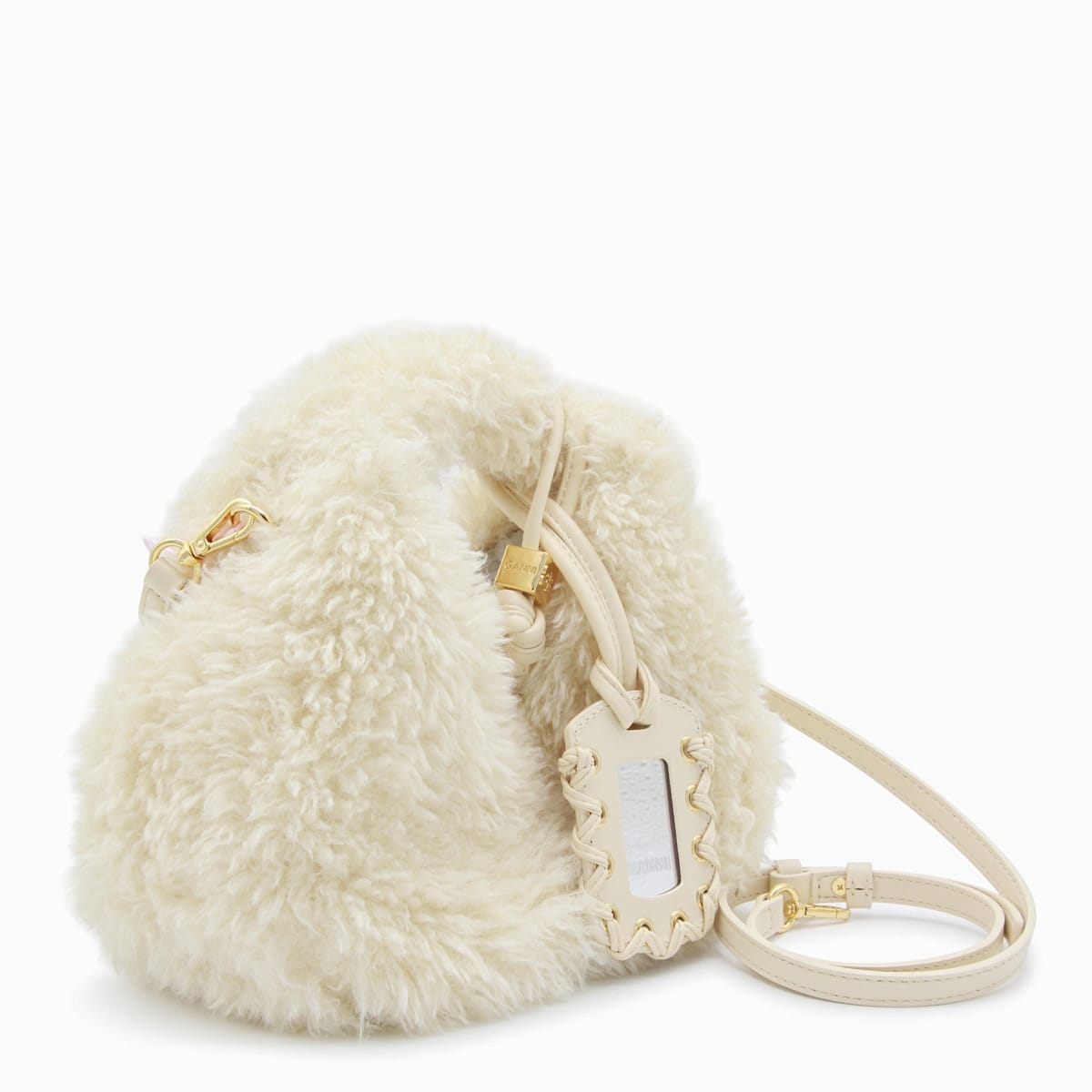 Ganni White Hobo Mini Top Handle Bag In Neutral