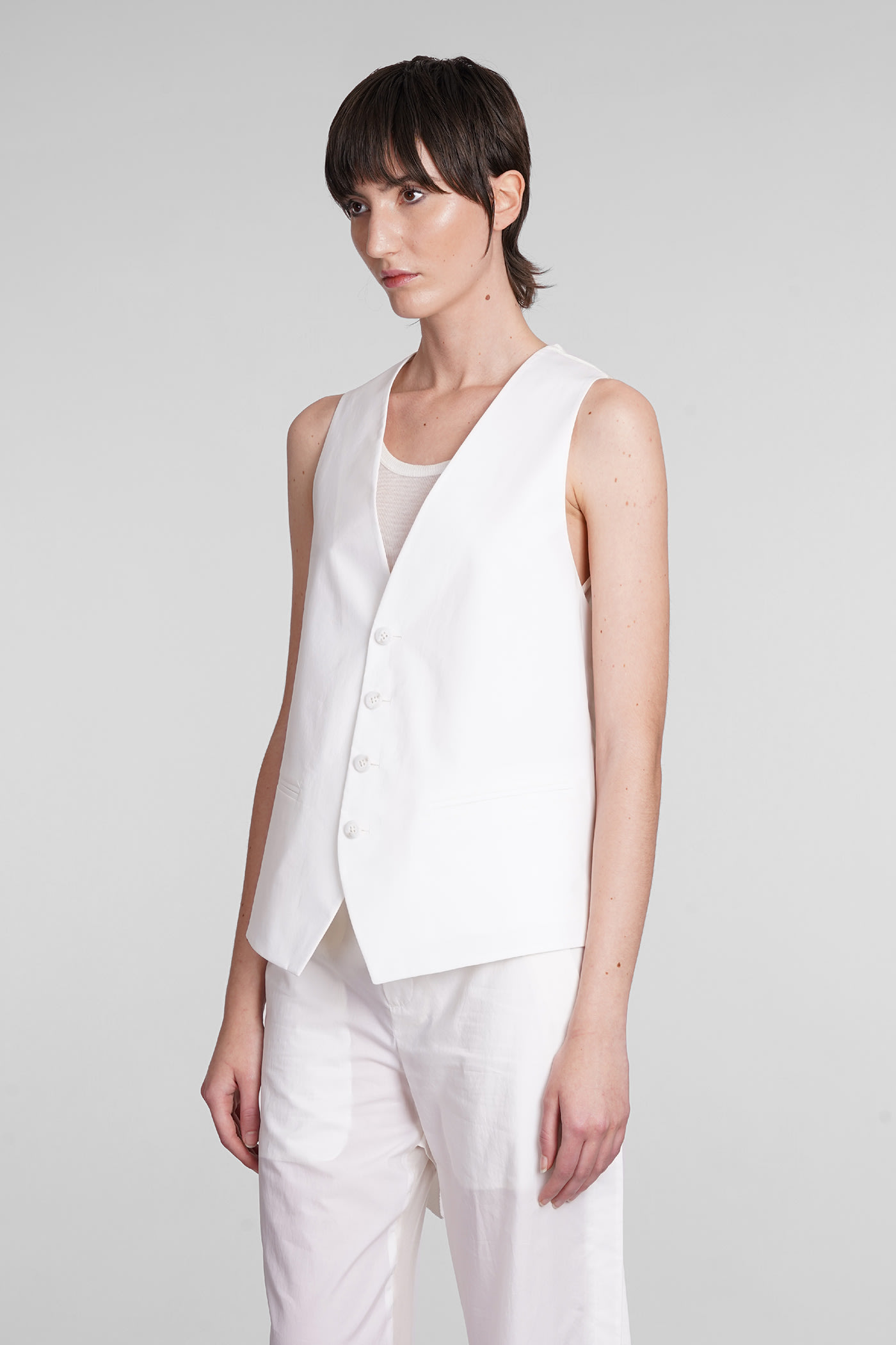 Shop Ann Demeulemeester Vest In White Cotton