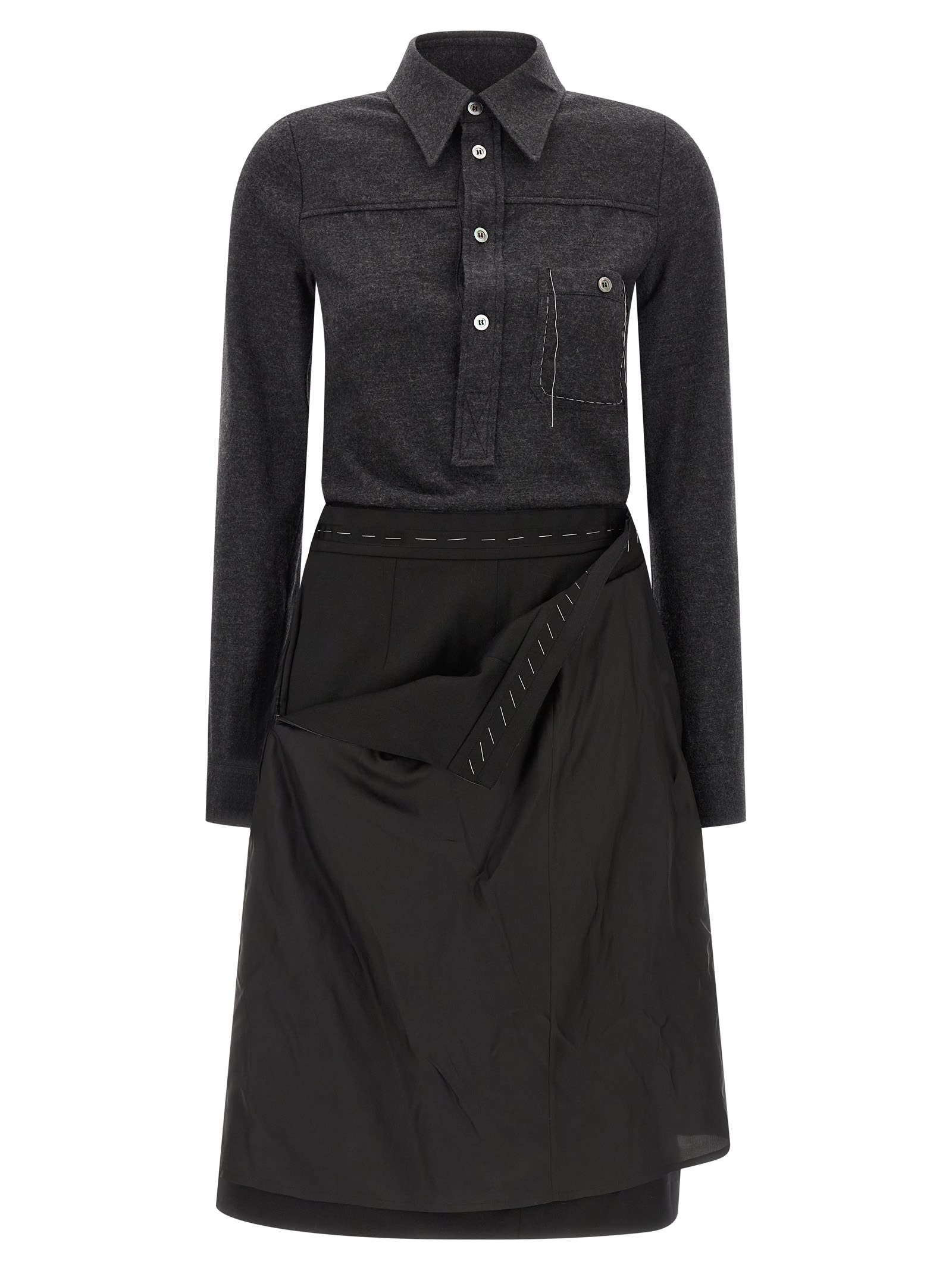 Maison Margiela Long Sleeve Midi Dress In Black