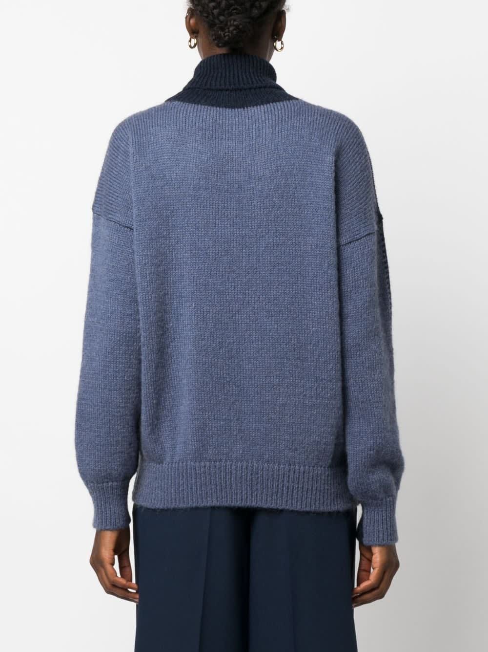 Alysi Mohair Wool Turtleneck Sweater In Blue