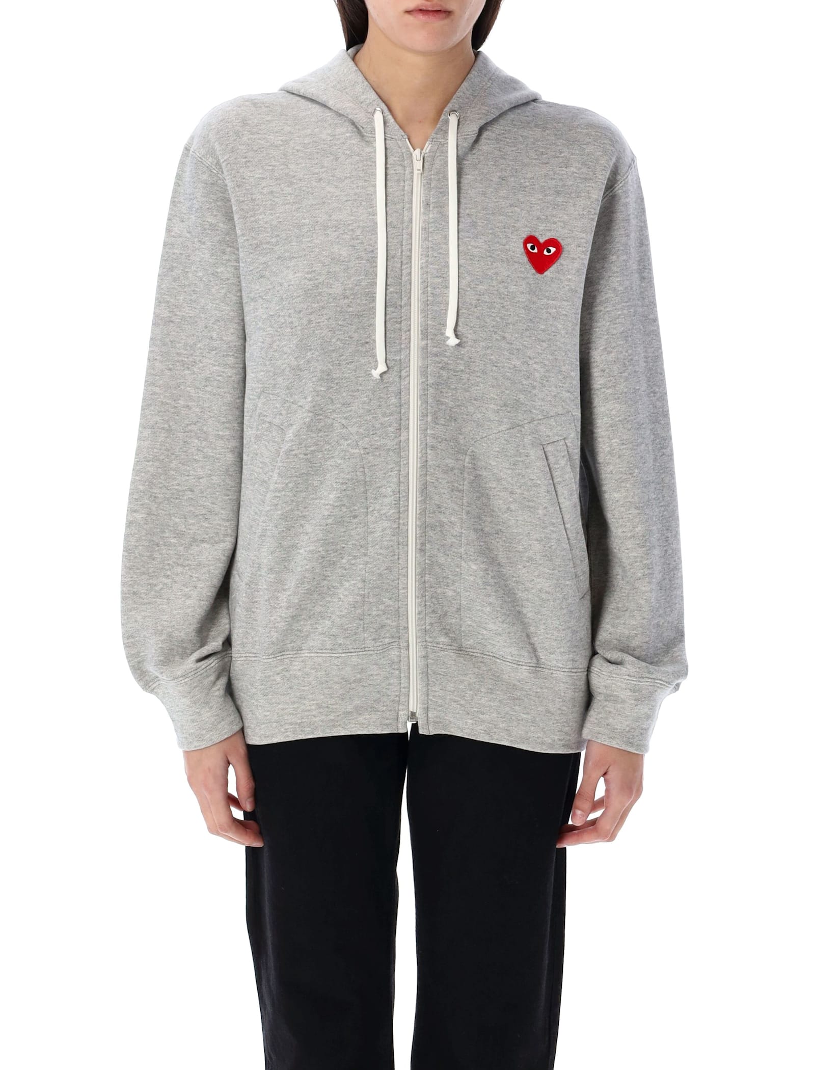 Comme des Garçons Play Red Heart Patch Zip-up Hoodie