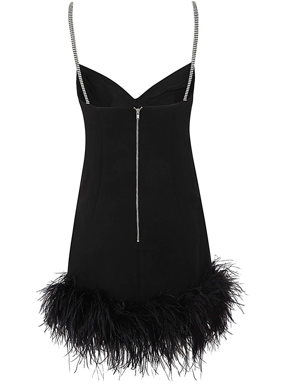 Shop Self-portrait Black Crepe Feather Mini Dress In B Black