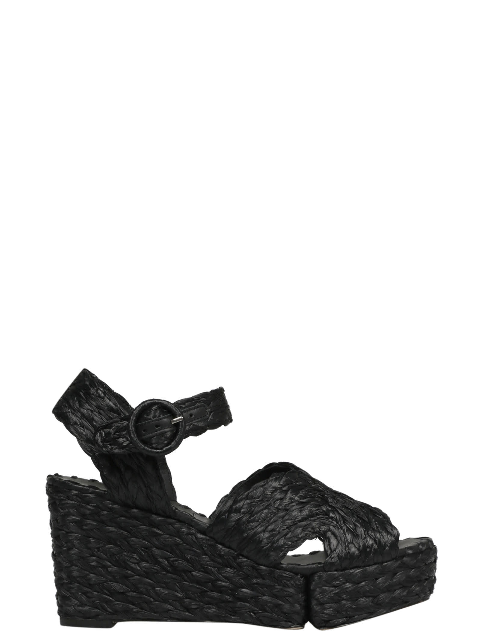 PALOMA BARCELÓ LAVA WEDGE SANDALS,2130 LAVA BLACK EUREKA