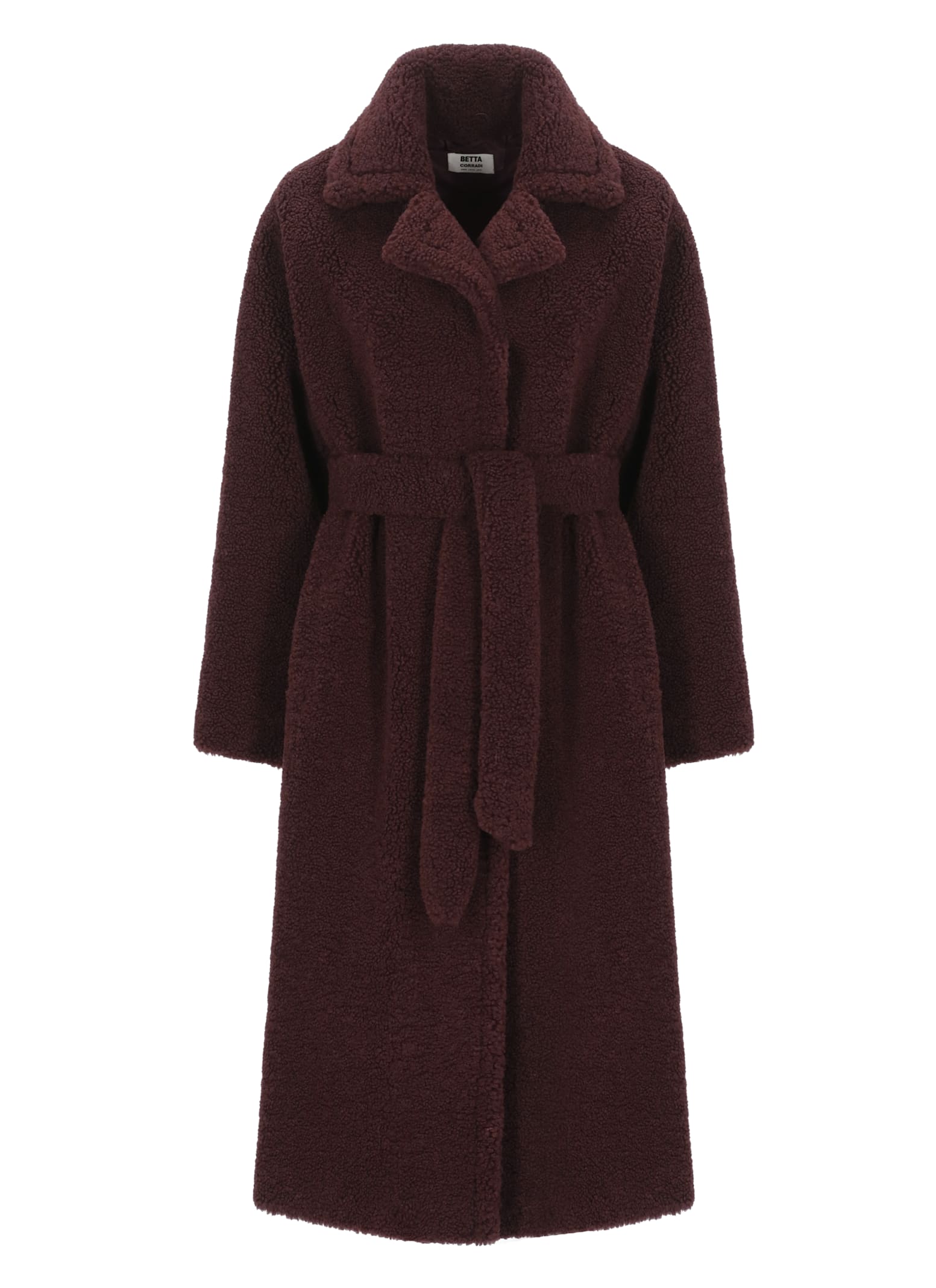 Betta Corradi Lapel-collar Belted Coat In Brown
