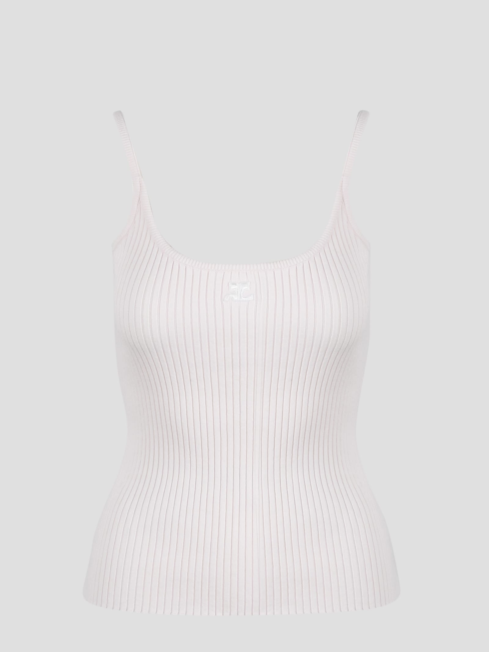 Courrèges Rib Tank Top In Pale Pink