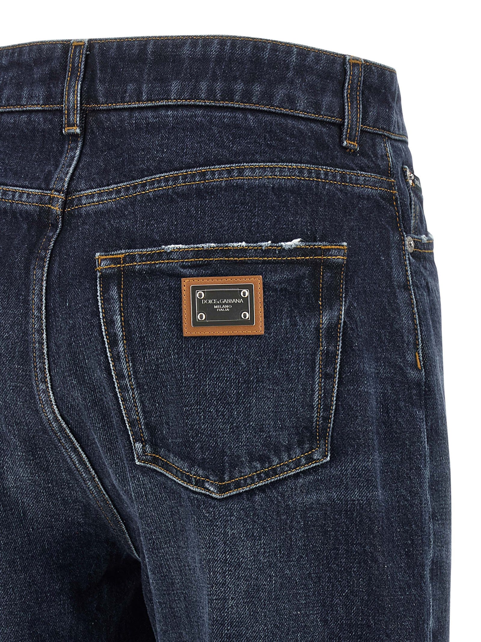 Dolce & Gabbana High-waisted 5-pocket Jeans Faded Effect In Blue