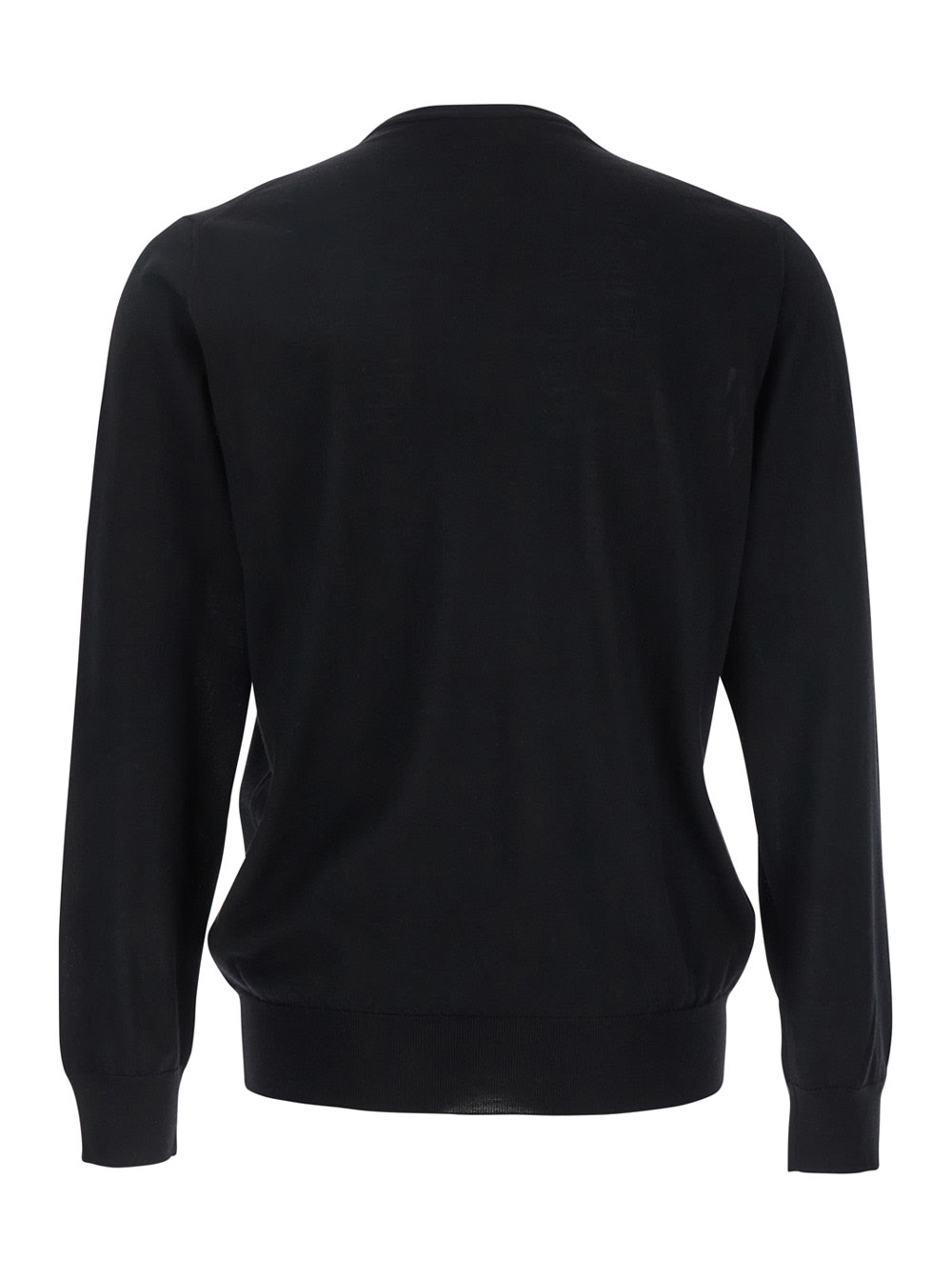 Lardini Black Round Neck Sweater With Long Sleeves In Wool And Silk Blend Man In Blue