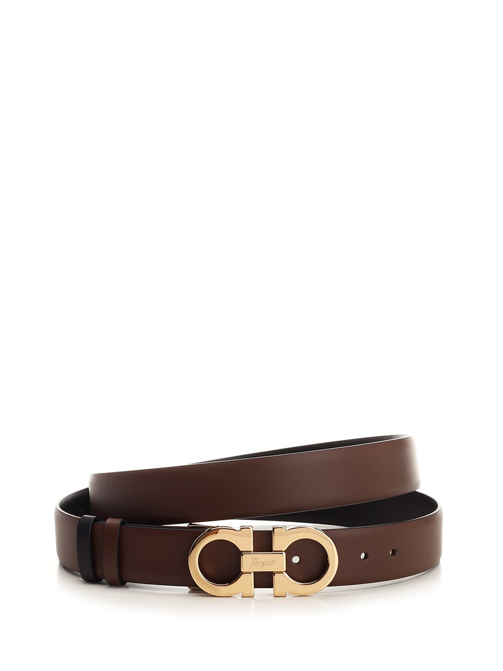 Shop Ferragamo Gancino Buckle Belt In Cocoa Brown