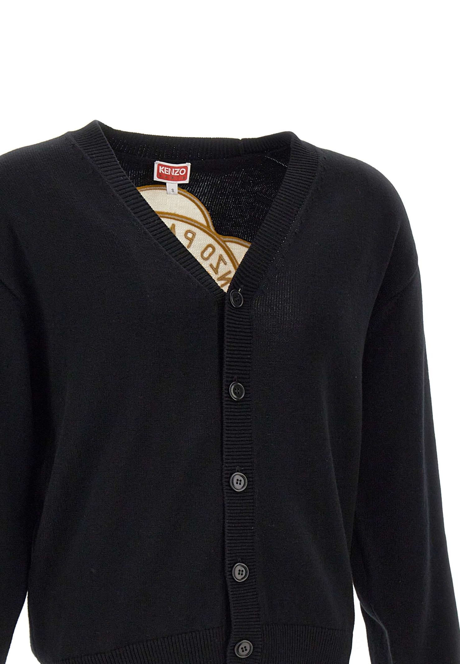 Shop Kenzo Tiger Academy Wool And Cotton Cardigan In Nero