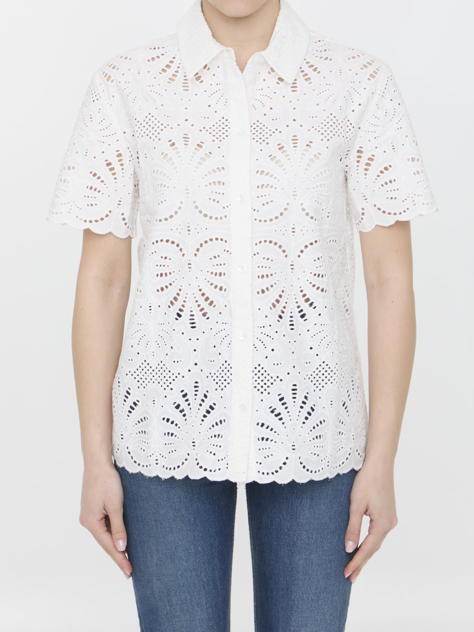 Shop Self-portrait Embroidered Top In White