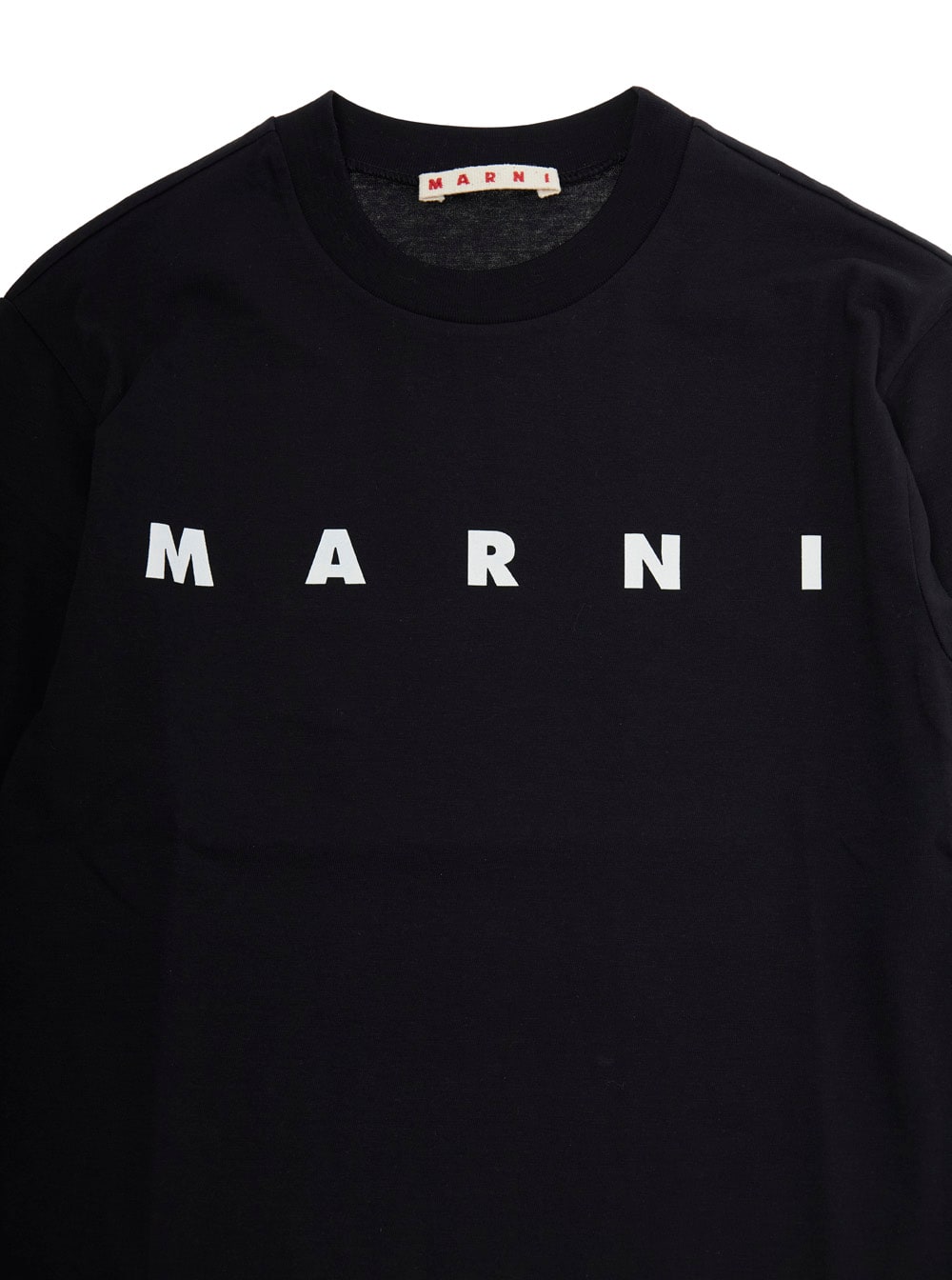 Marni Black Crew Neck Sweater With Logo Lettering On The Front In Cotton Boy In Black