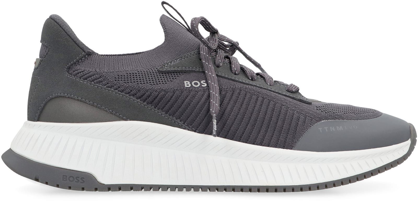 Shop Hugo Boss Sock Fabric Low-top Sneakers In Grey