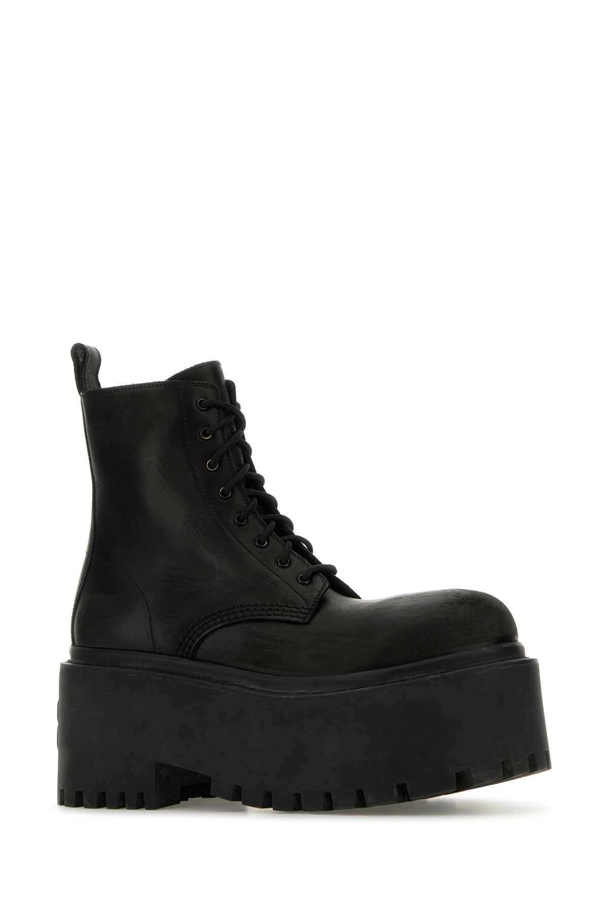 BALENCIAGA BLACK LEATHER STRIKE ANKLE BOOTS