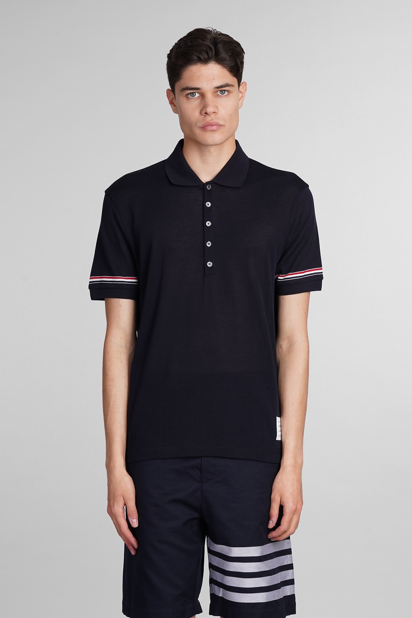 Shop Thom Browne Polo In Blue Cotton