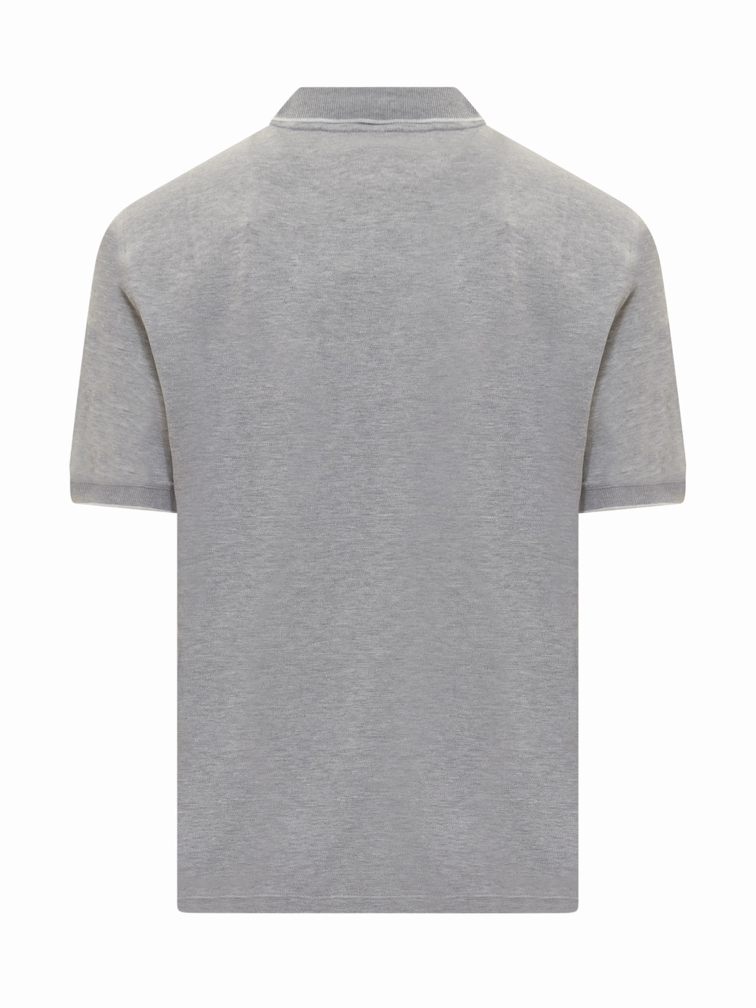 Shop Brunello Cucinelli Cotton Piquet Polo With Embroidered Logo In Grey