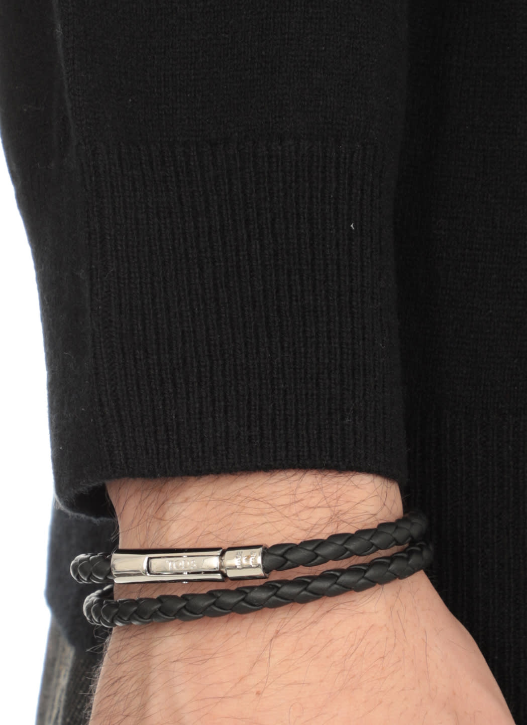 Shop Tod's Mycolors Leather Bracelet In Black