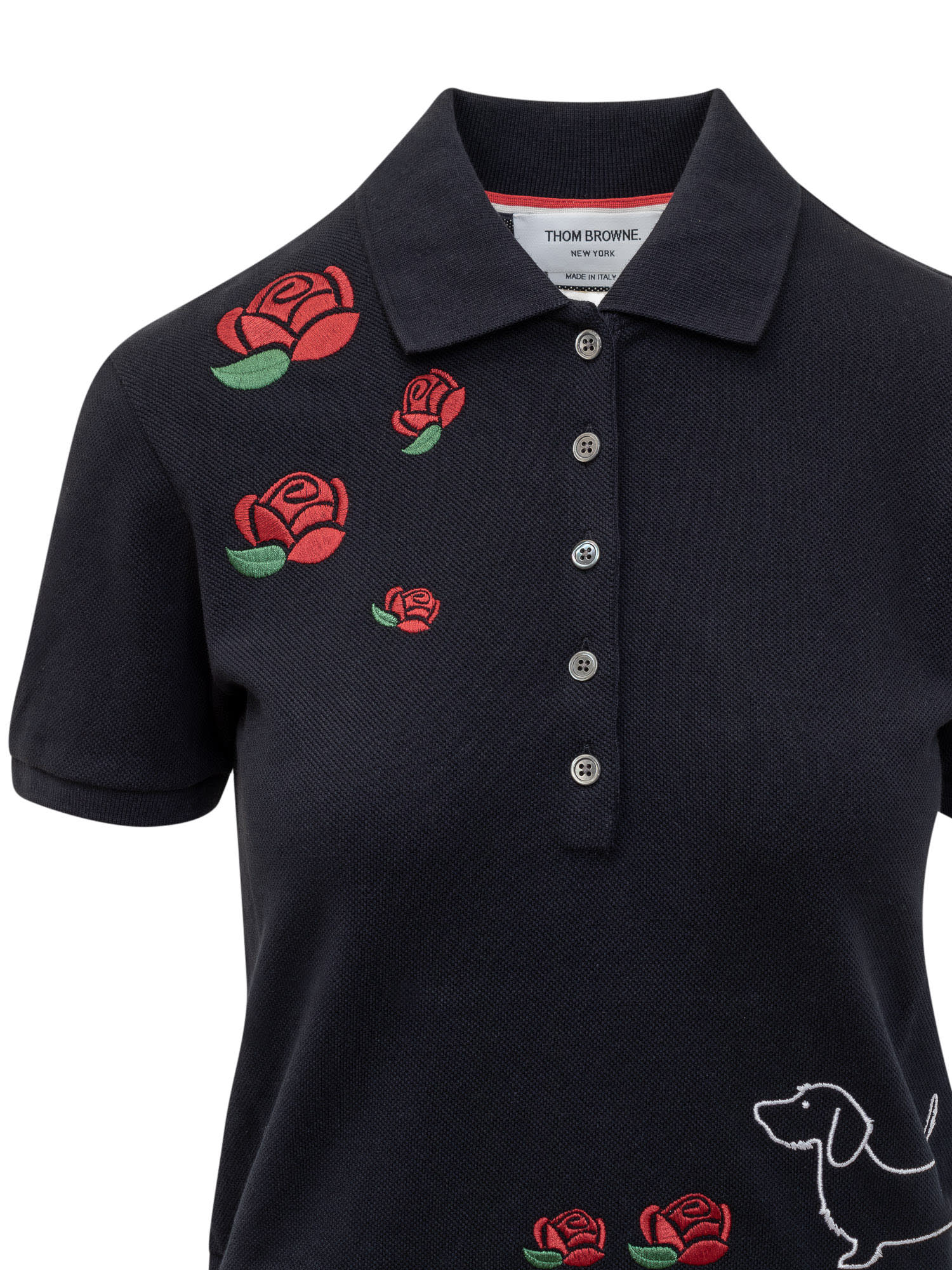 Shop Thom Browne Roses Polo In Navy