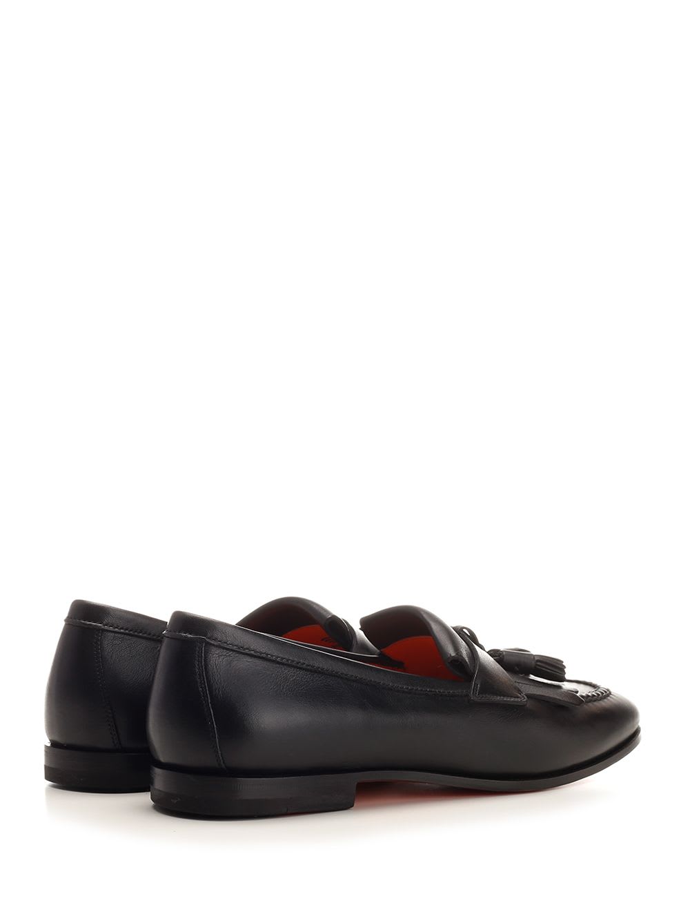 Shop Santoni Black Penny Loafer