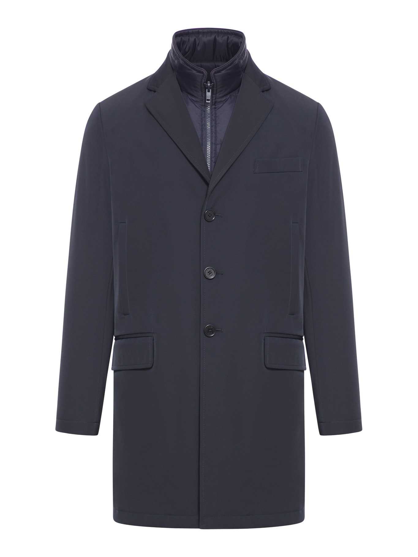 Shop Fay Db Coat Stretch In Blue Navy