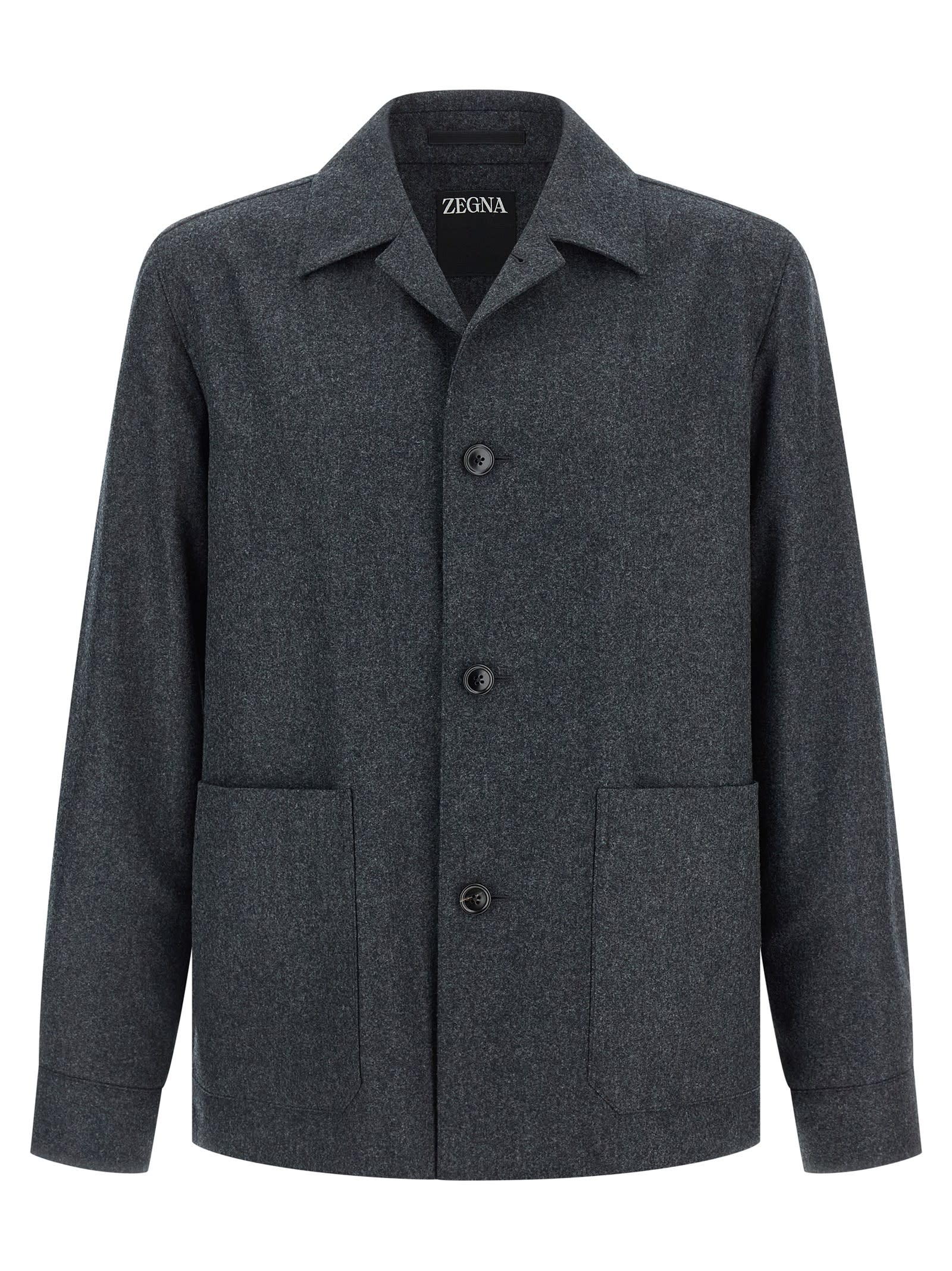 Zegna Alpe Button Jacket In Gray