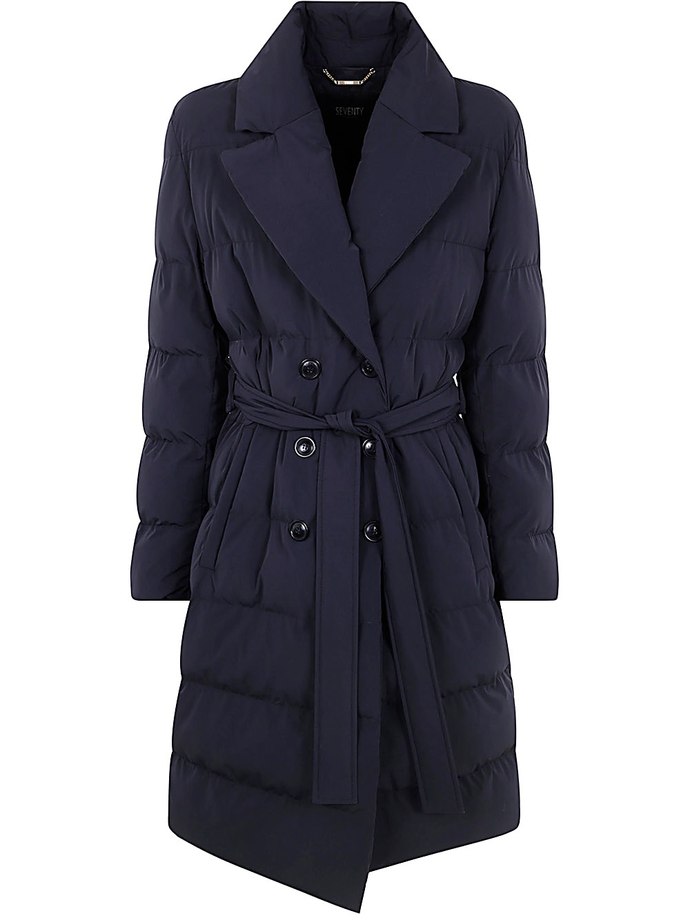 Shop Seventy Revers Long Down Jacket With Belt In Black