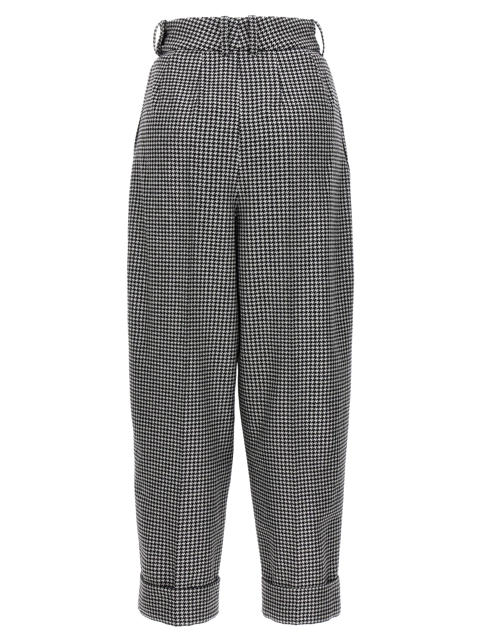 Shop Alexandre Vauthier Metal Houndstooth Trousers In White/black