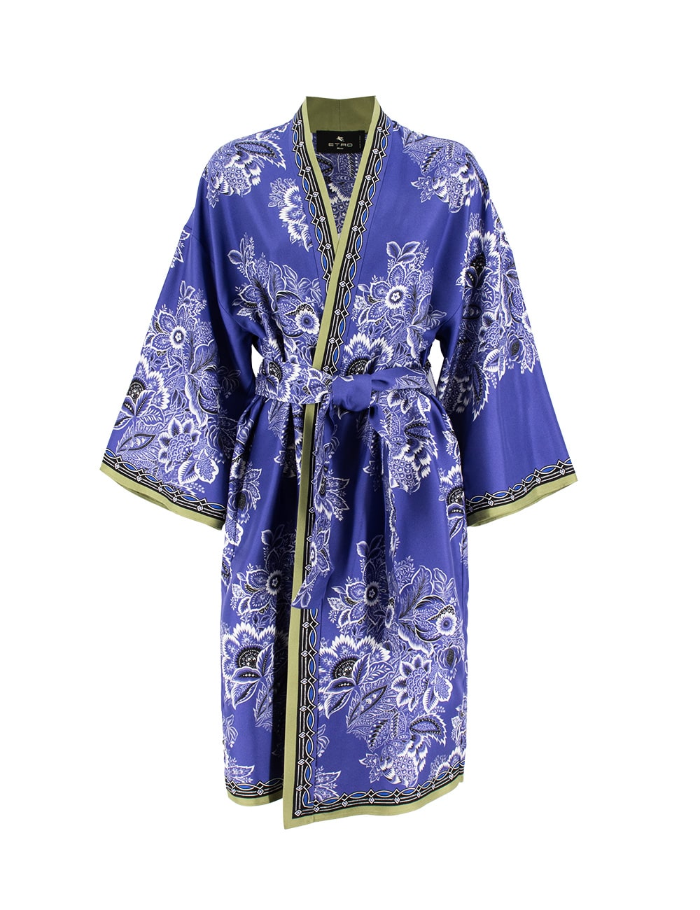 Etro Duster In Print On Blue Base