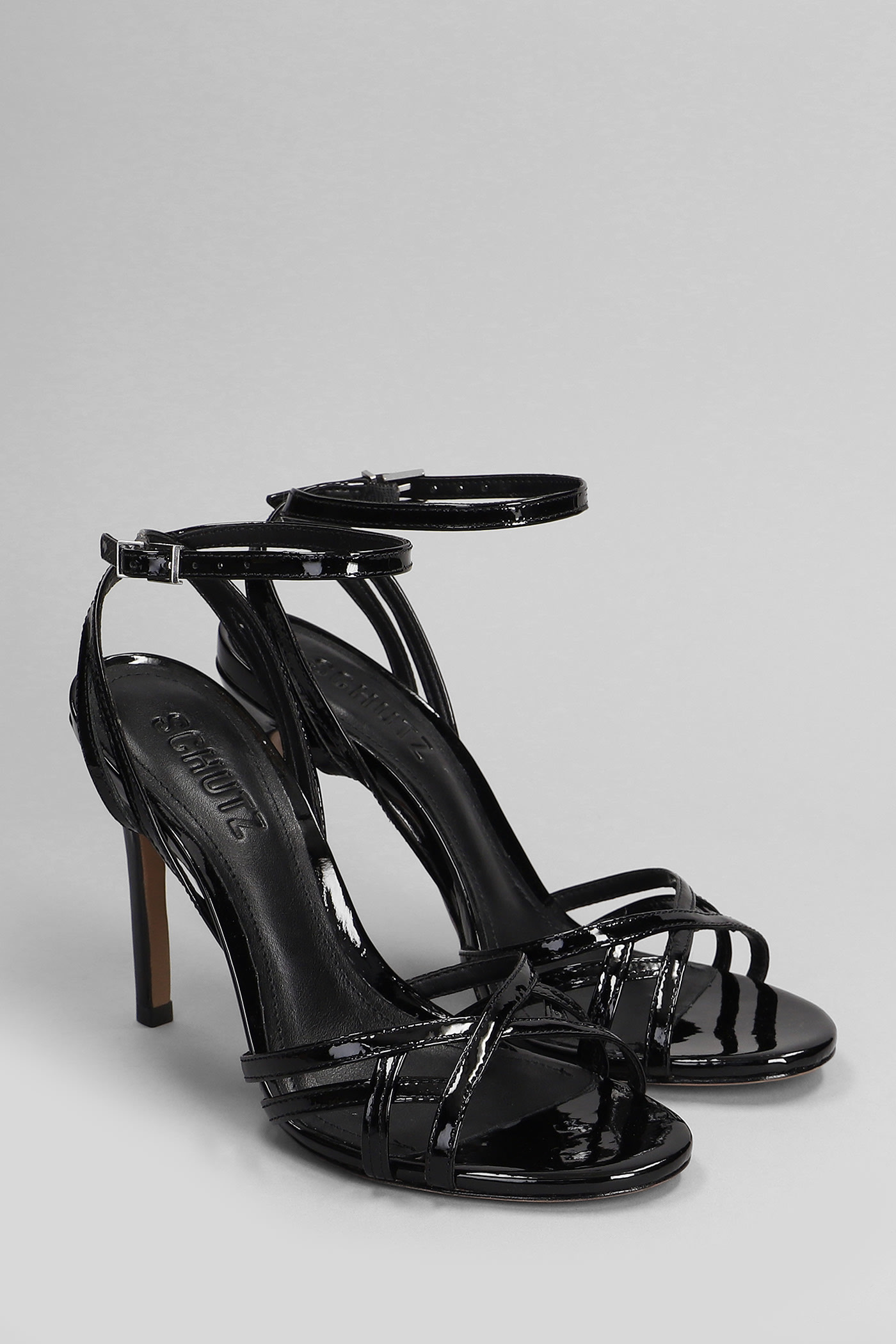 Shop Schutz Sandals In Black Patent Leather