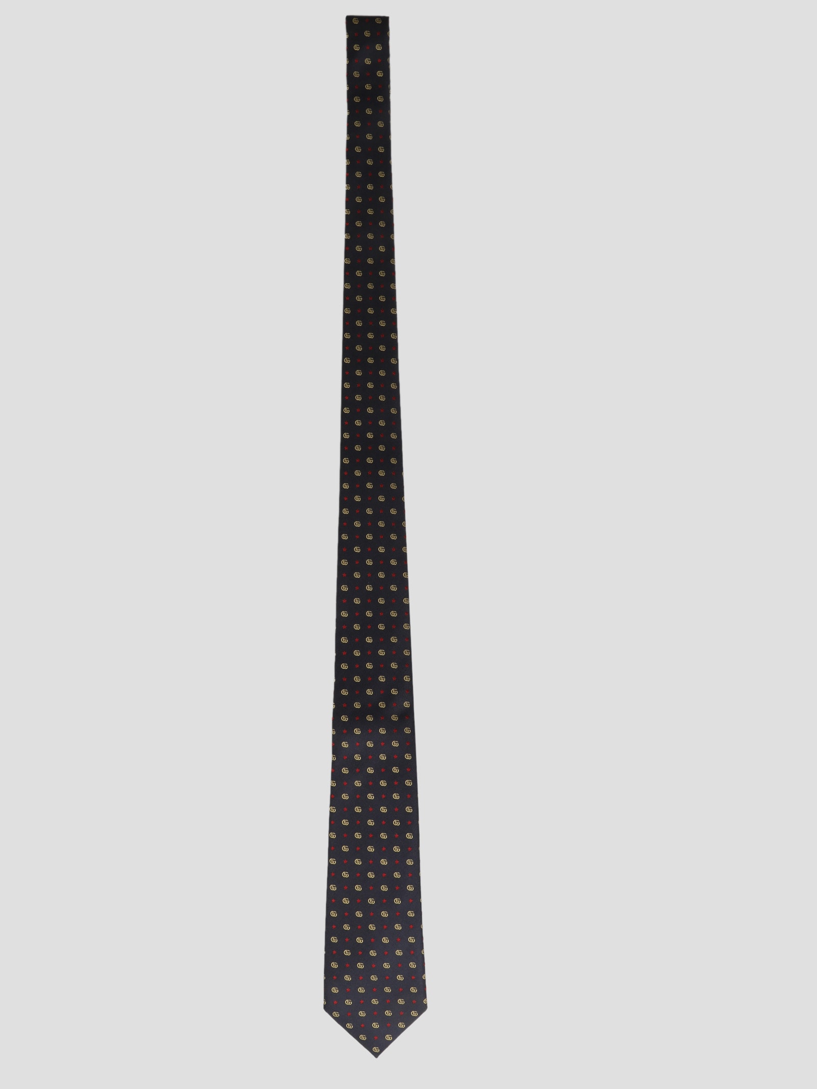 Gucci Double G And Star Silk Jacquard Tie