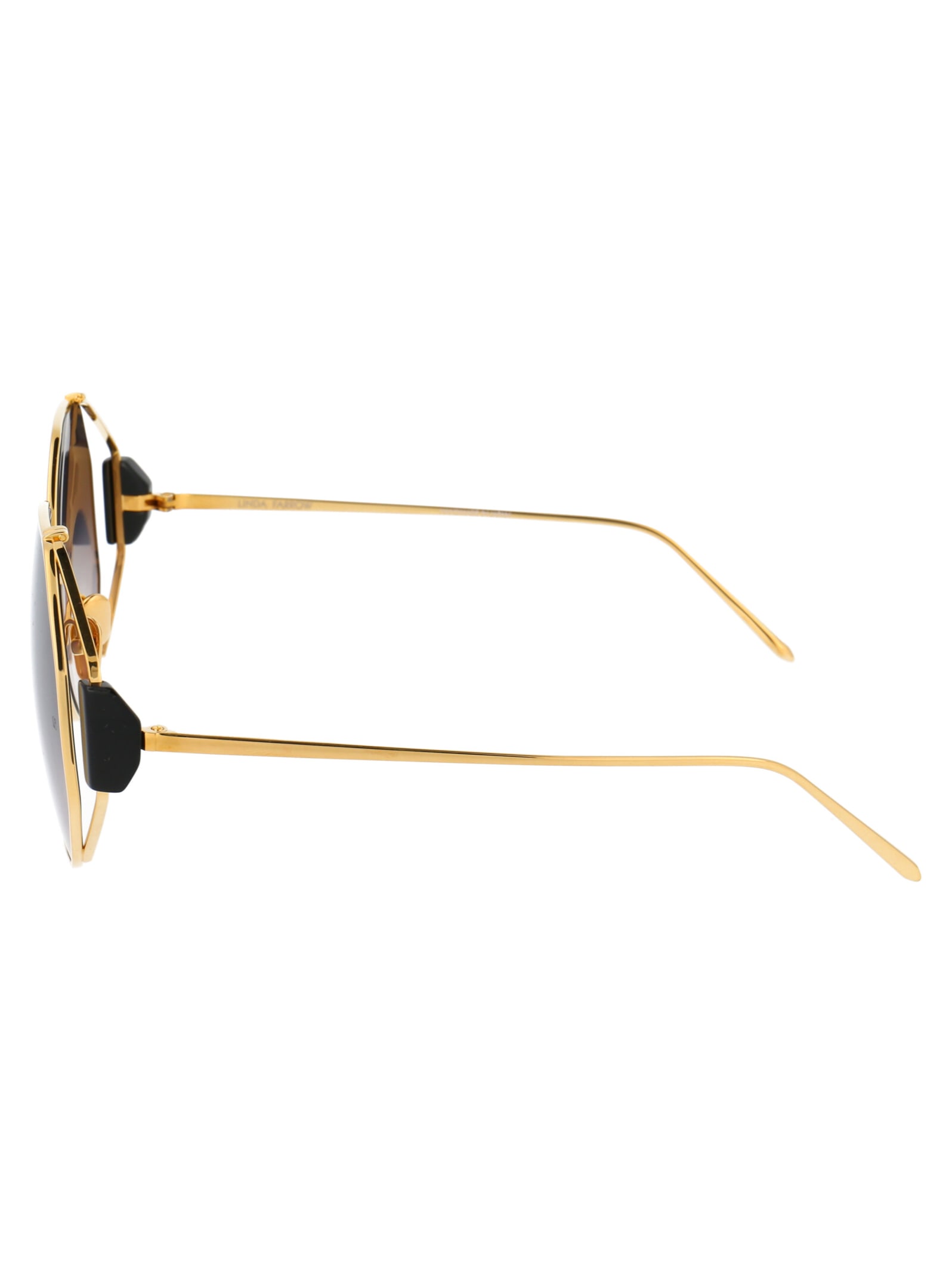 Shop Linda Farrow Marie Sunglasses In Yellow Gold/ Black/ Grey Grad