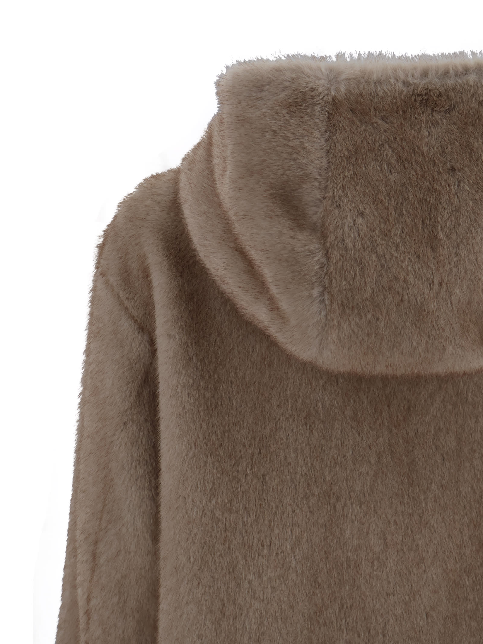 P.a.r.o.s.h Cozy Faux Fur Hooded Jacket In Brown