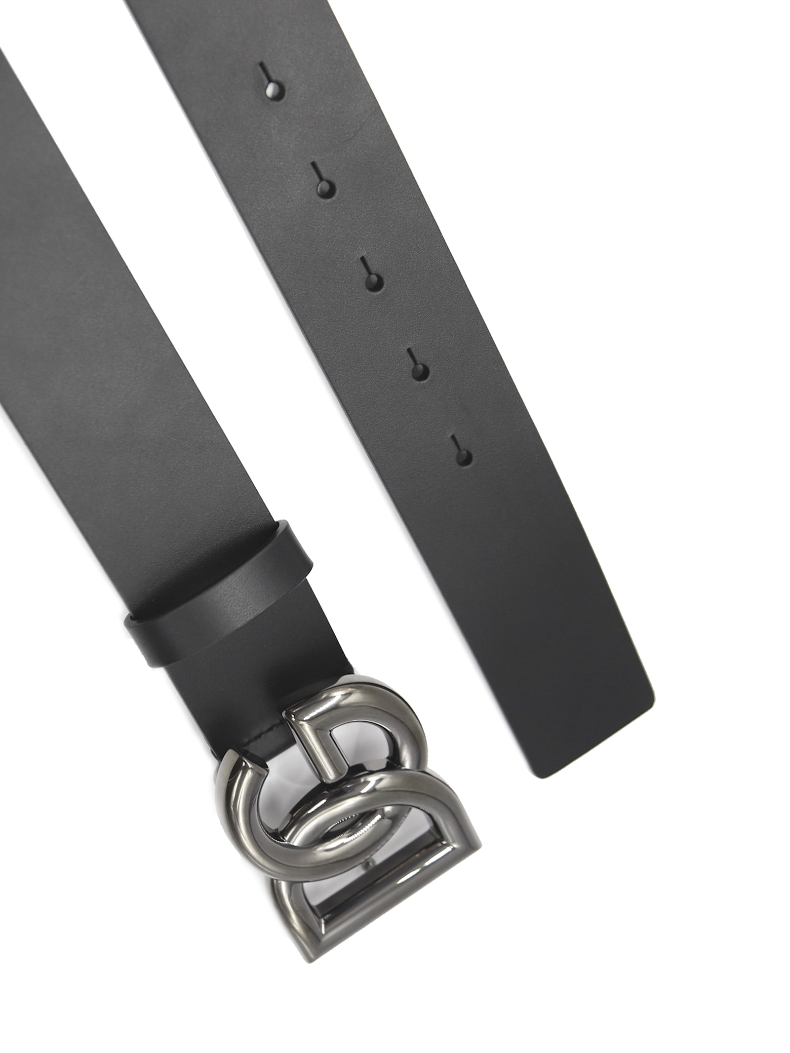 Shop Dolce & Gabbana Logo Belt In Calfskin In Black