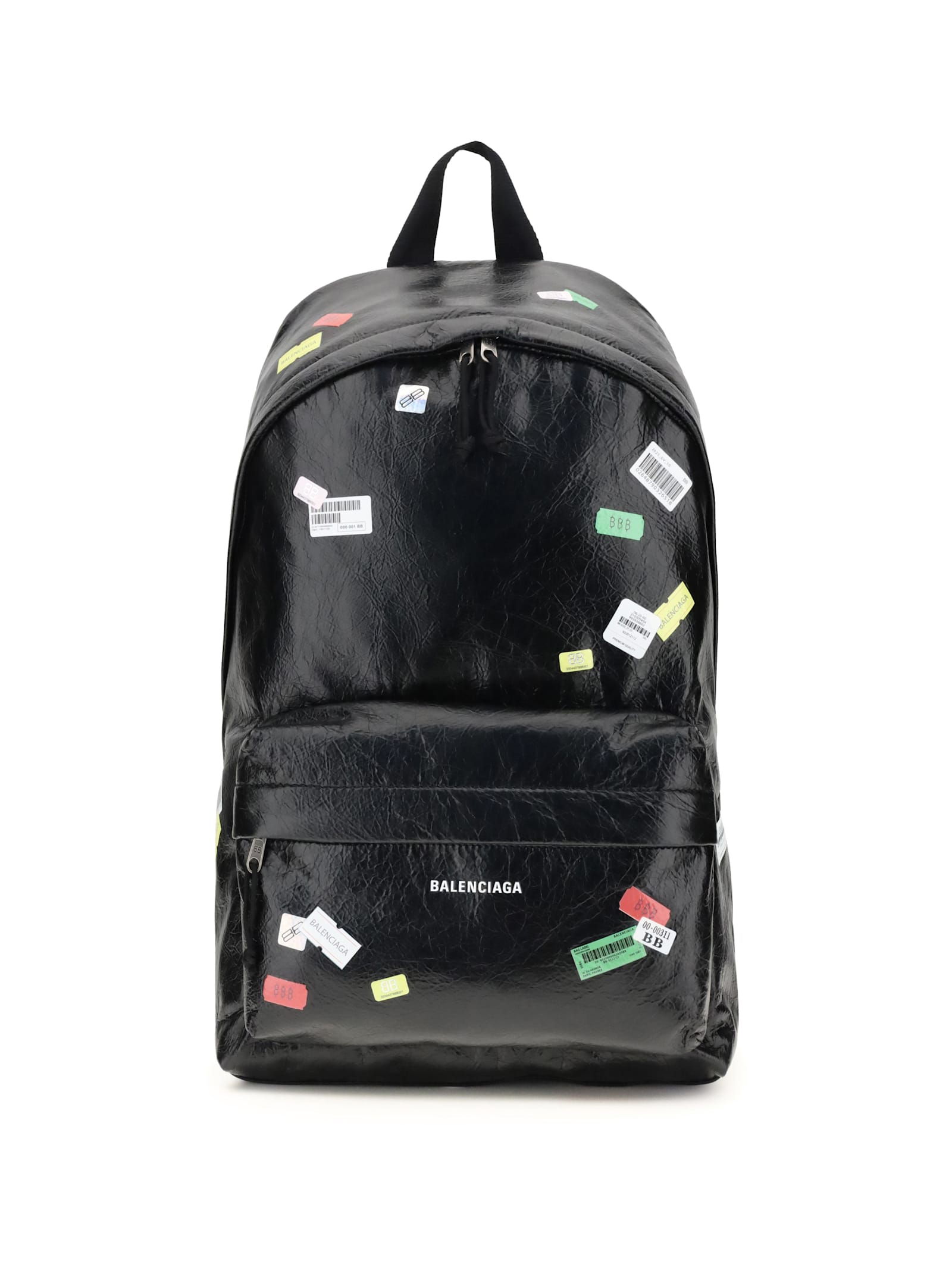 Balenciaga Men Explorer Backpack With Printed Stickers In Black