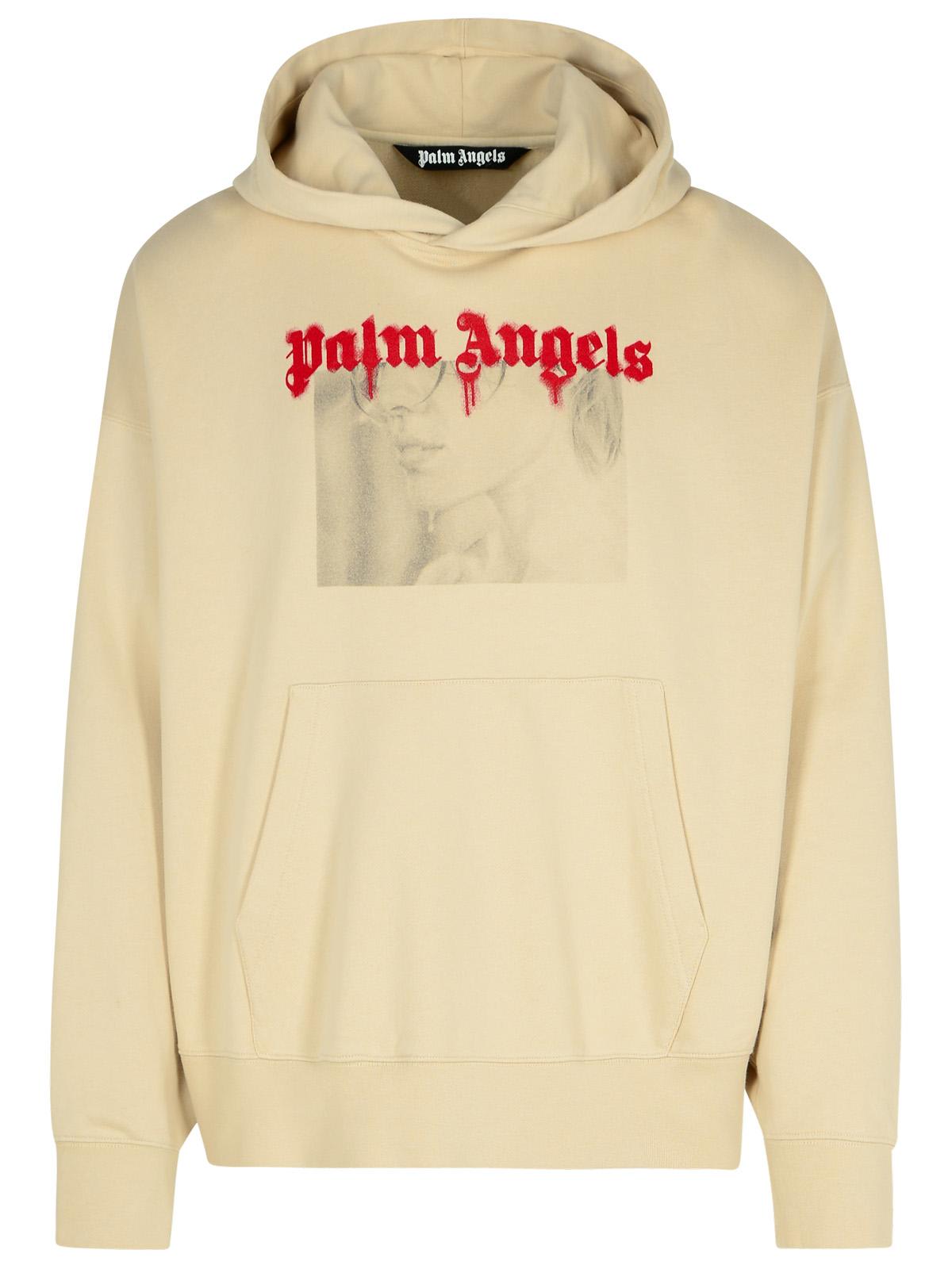 Shop Palm Angels Portrait Beige Cotton Sweatshirt