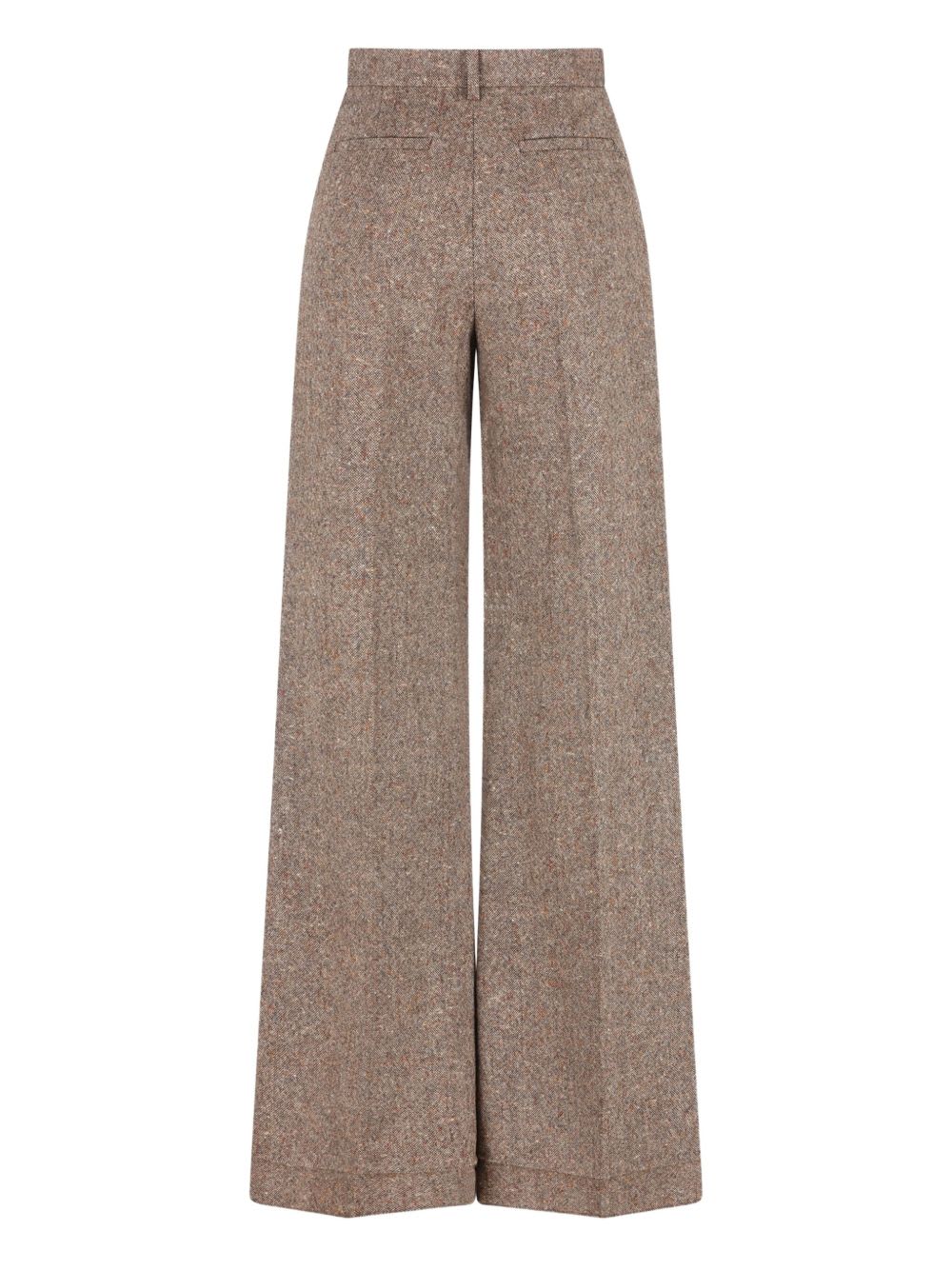 Valentino High Waist Wide Leg Trousers With Pleats In Brown