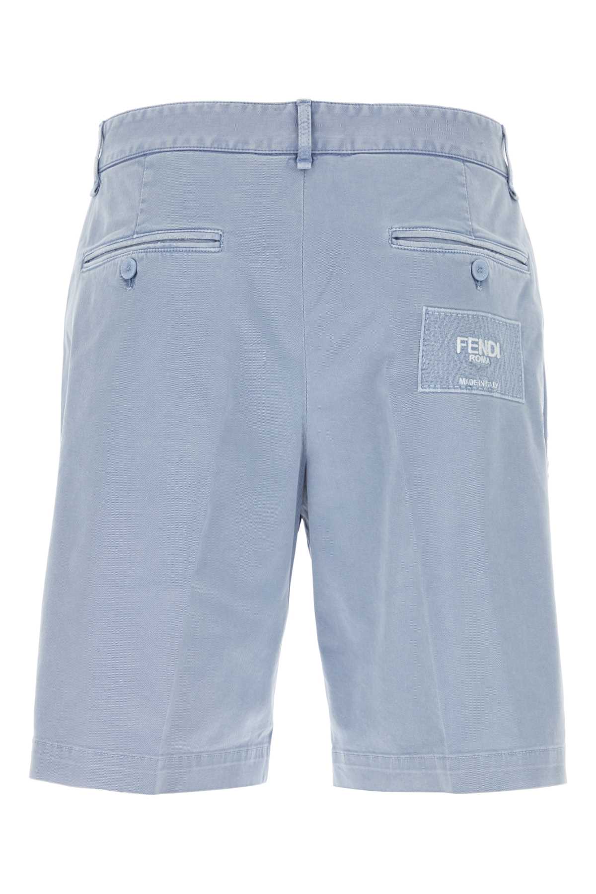 Fendi Light-blue Stretch Cotton Bermuda Shorts In Oxygene