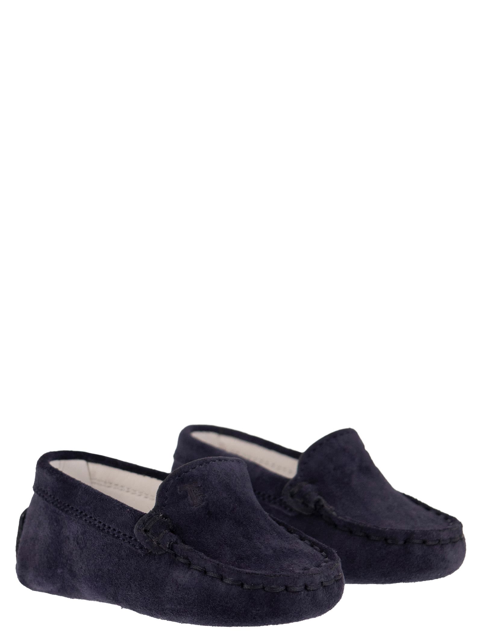 Shop Tod's Rubber Suede Loafer In Blue
