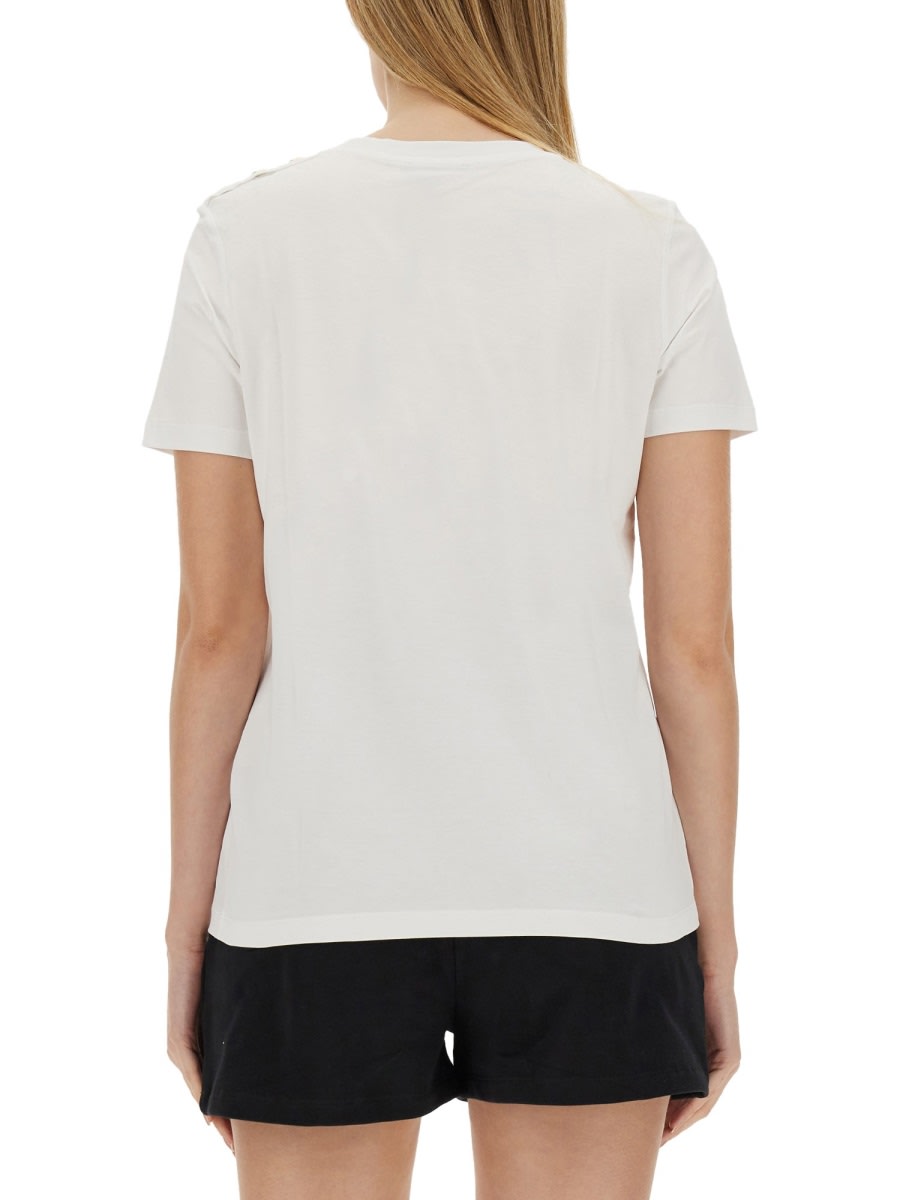 Balmain Flock Button Embellished Cotton T Shirt In Multi