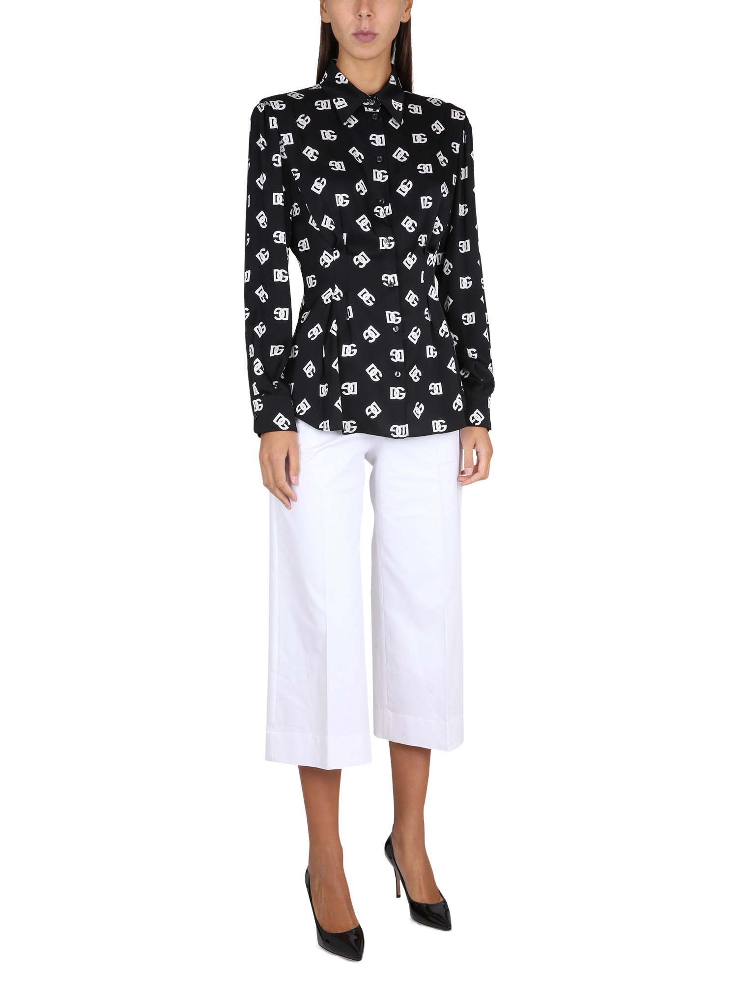 Shop Dolce & Gabbana Charmeuse Shirt In Nero/bianco