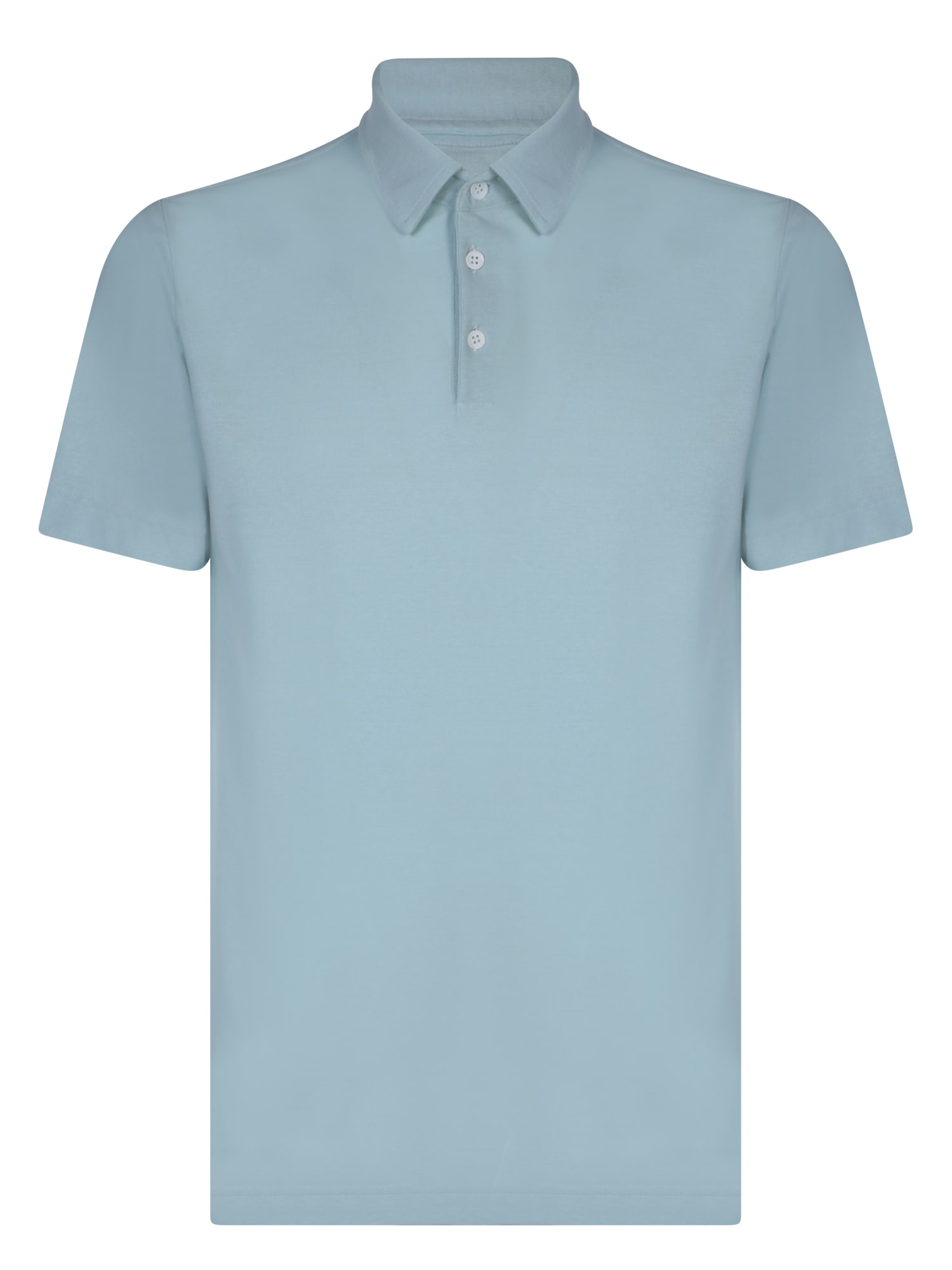 Shop Zanone Light Blue Cotton Polo Shirt