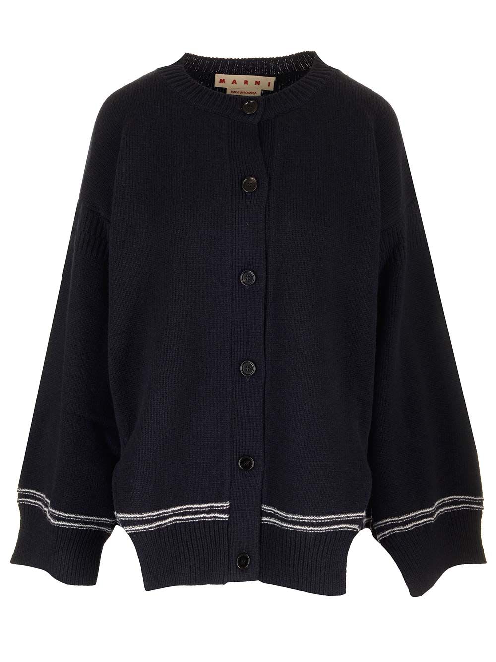 Shop Marni Virgin Wool Cardigan In Blue