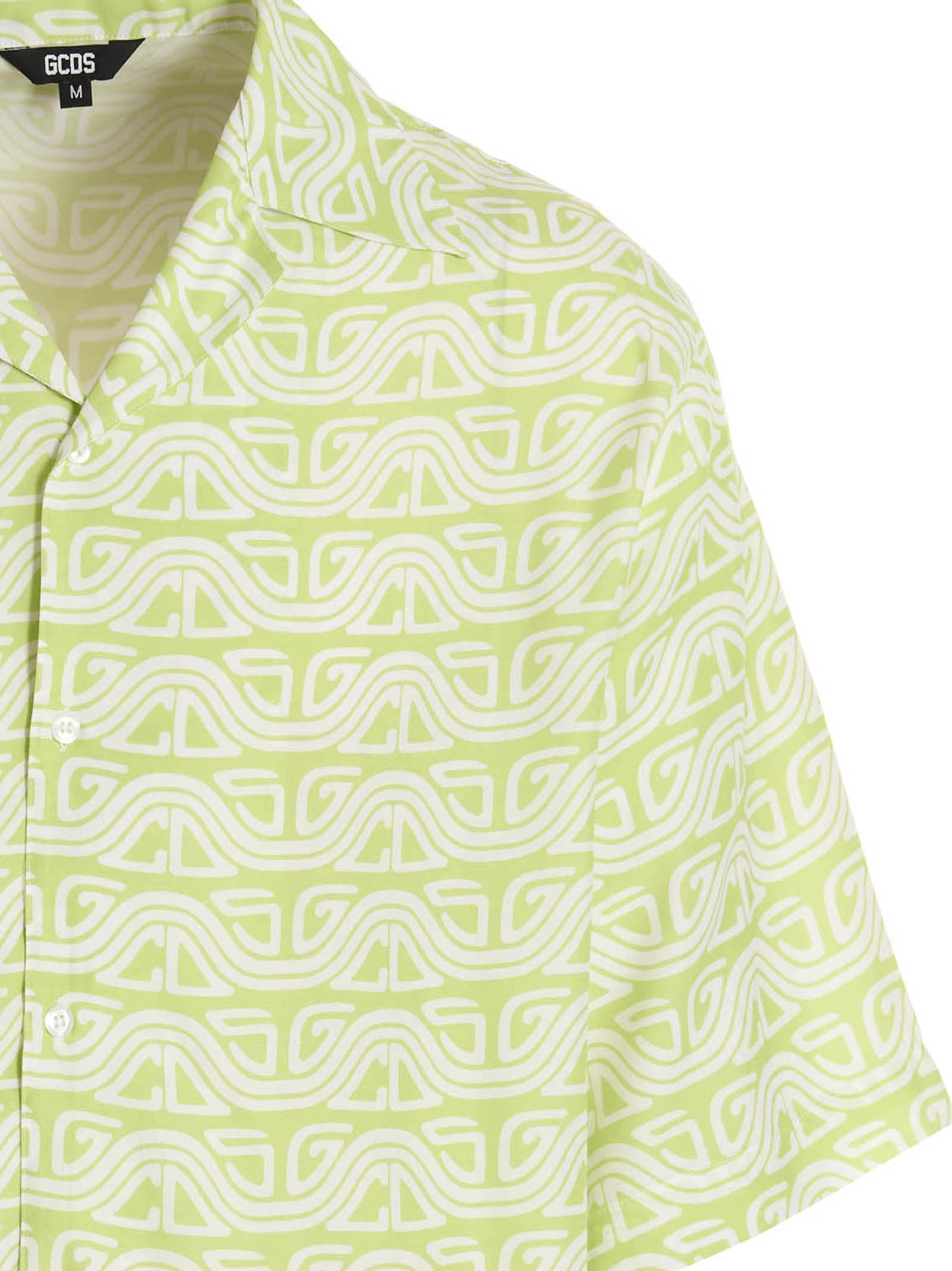 Gcds Waved Logo Shirt And Blouse Green In Green