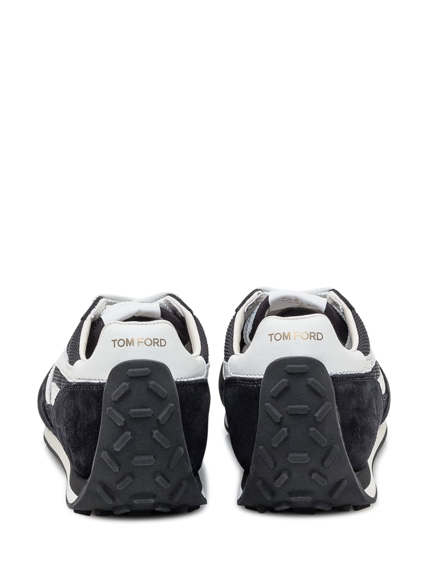 Tom Ford Suede Sneakers With Contrast Panels And Flat Sole In Black