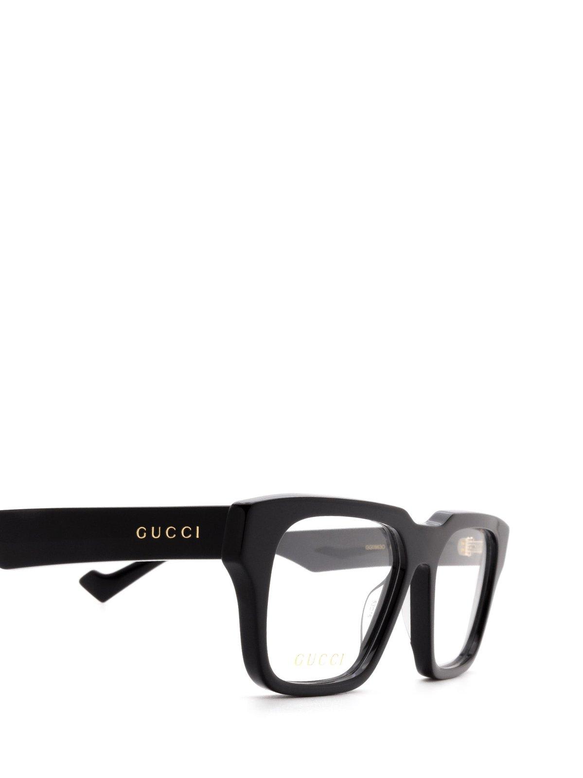 Shop Gucci Square Frame Glasses In 001 Black Black Transpare