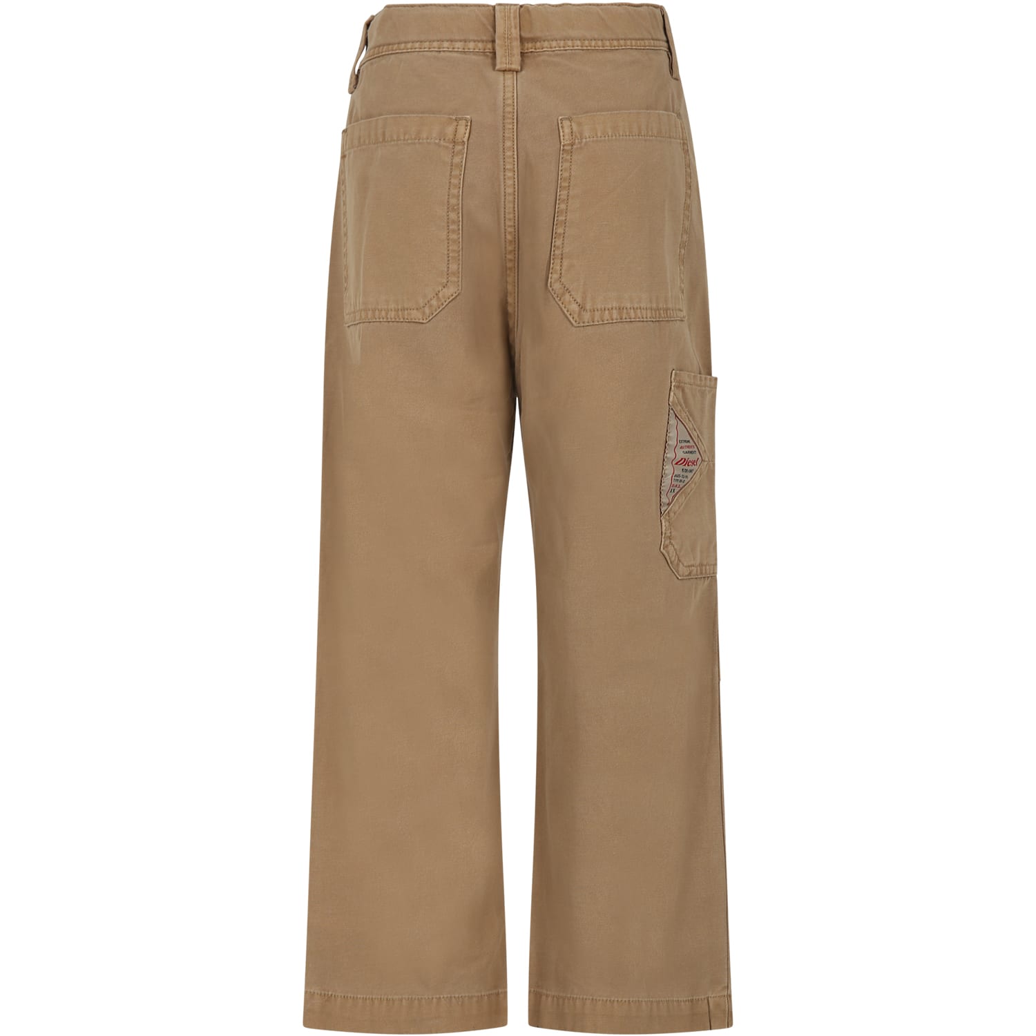 Shop Diesel Beige Trousers For Girl With Logo