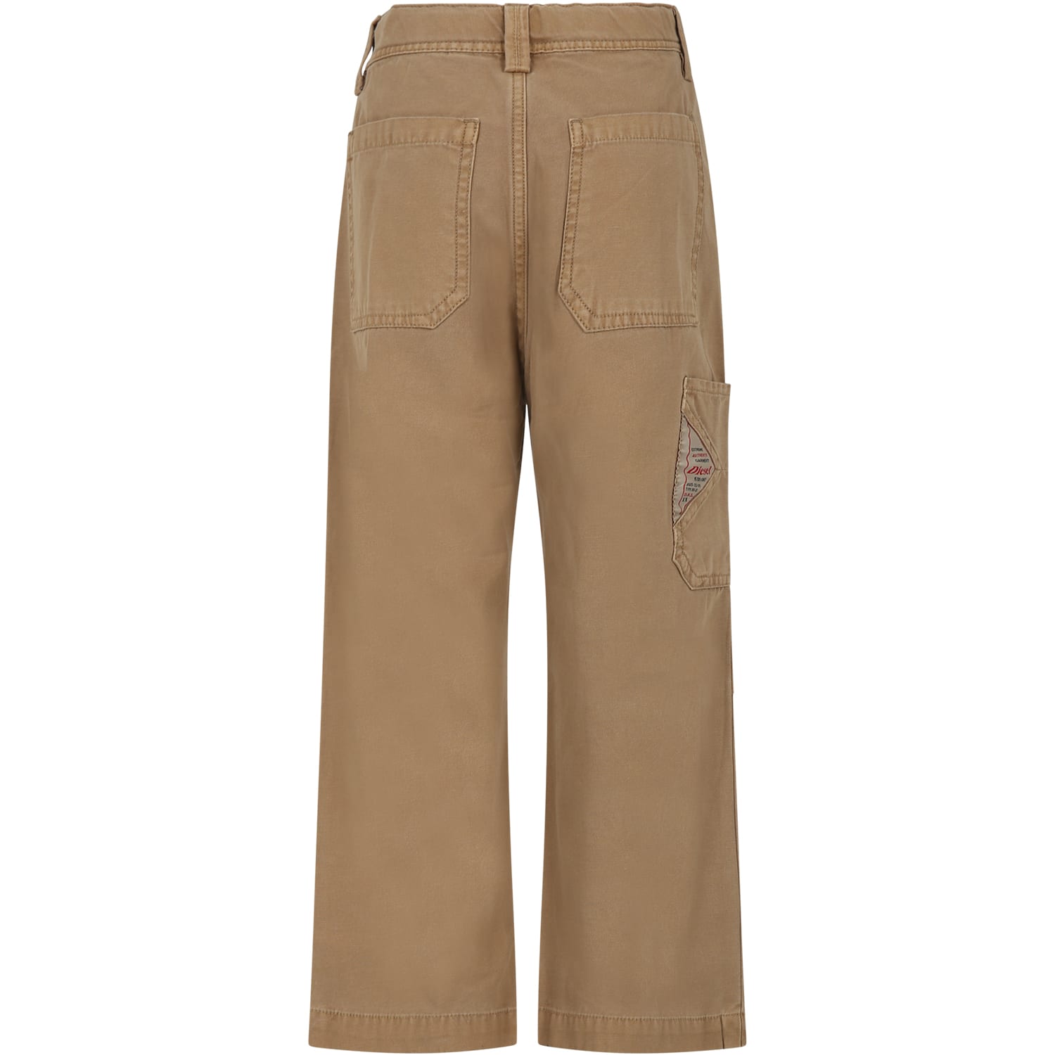 Diesel Beige Trousers For Girl With Logo In Beige