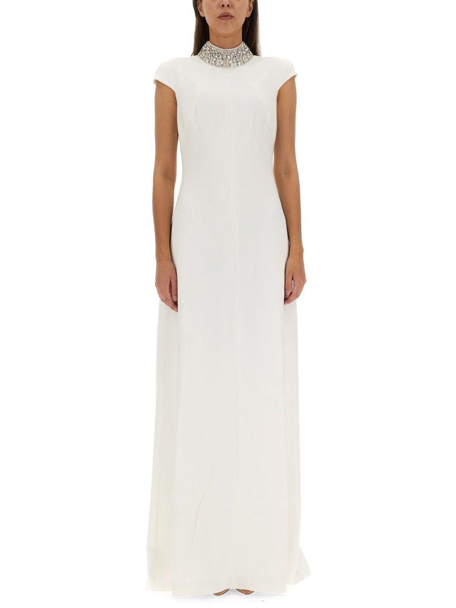 Max Mara Cut-out Short-sleeved Maxi Dress In White