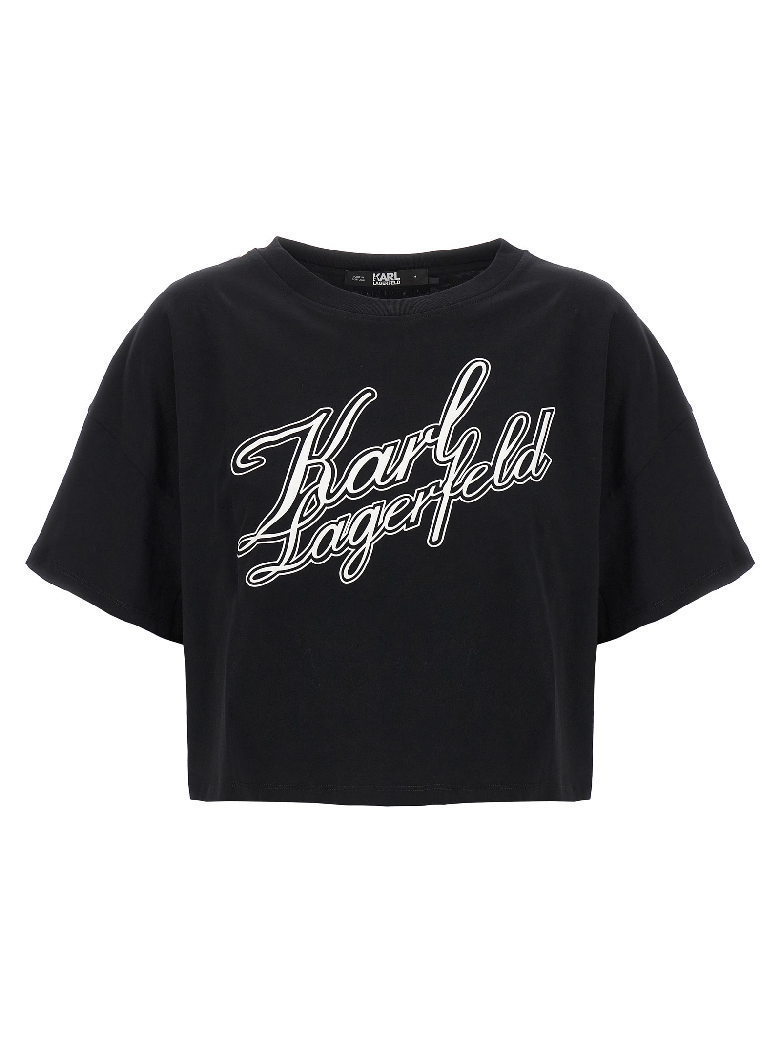 Shop Karl Lagerfeld Athleisure Cropped T-shirt In Black