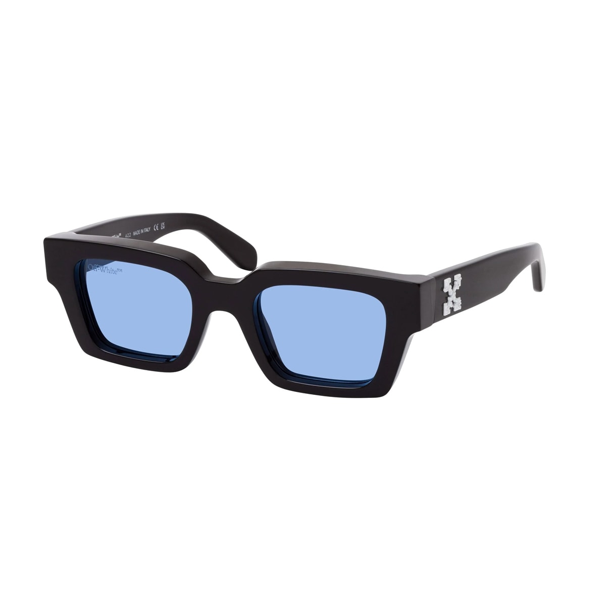 Shop Off-white Off White Oeri008 Virgil M 1045 Black Blue Sunglasses In Nero